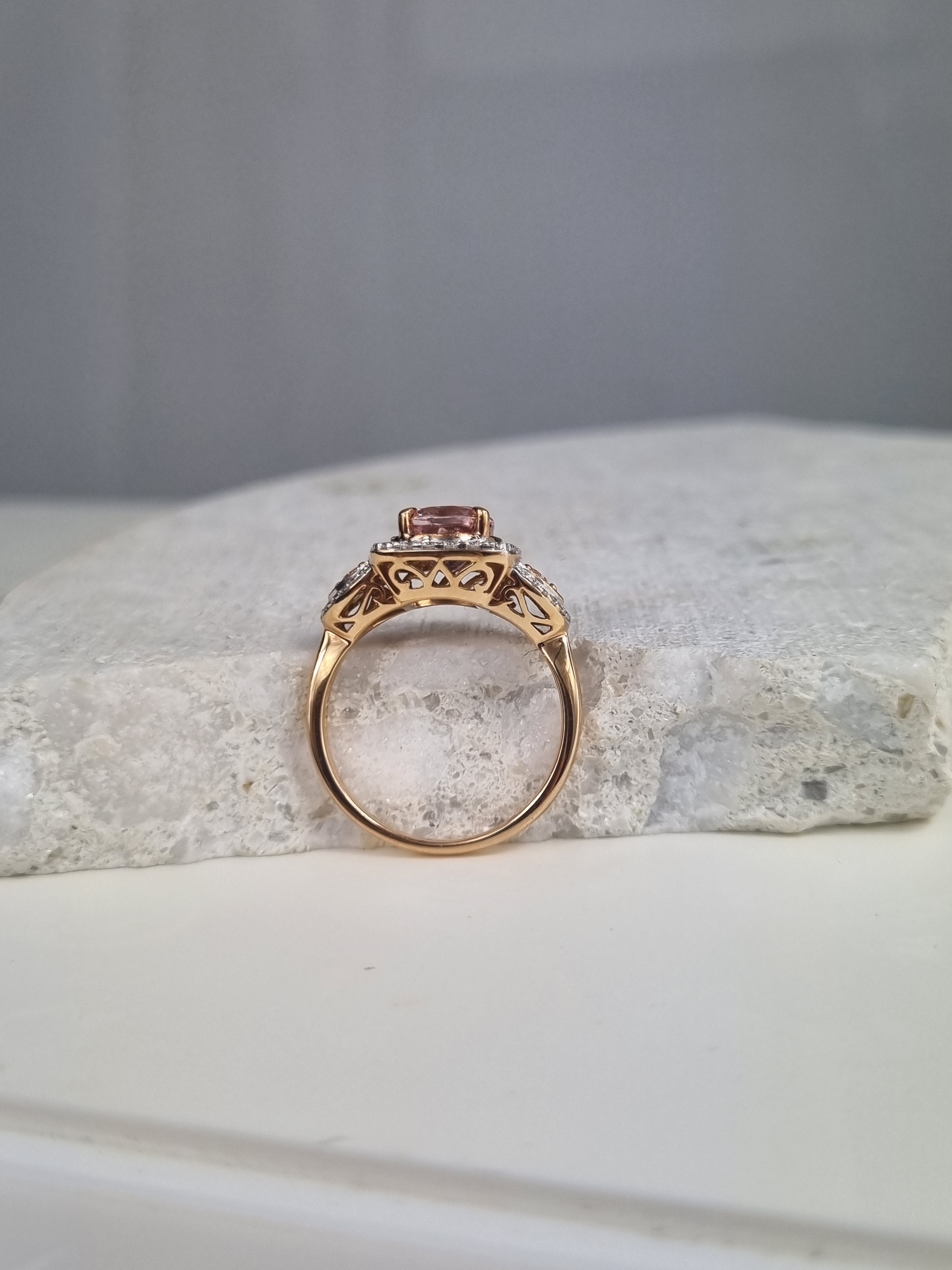 18ct Rose and White Gold Morganite and Diamond ring