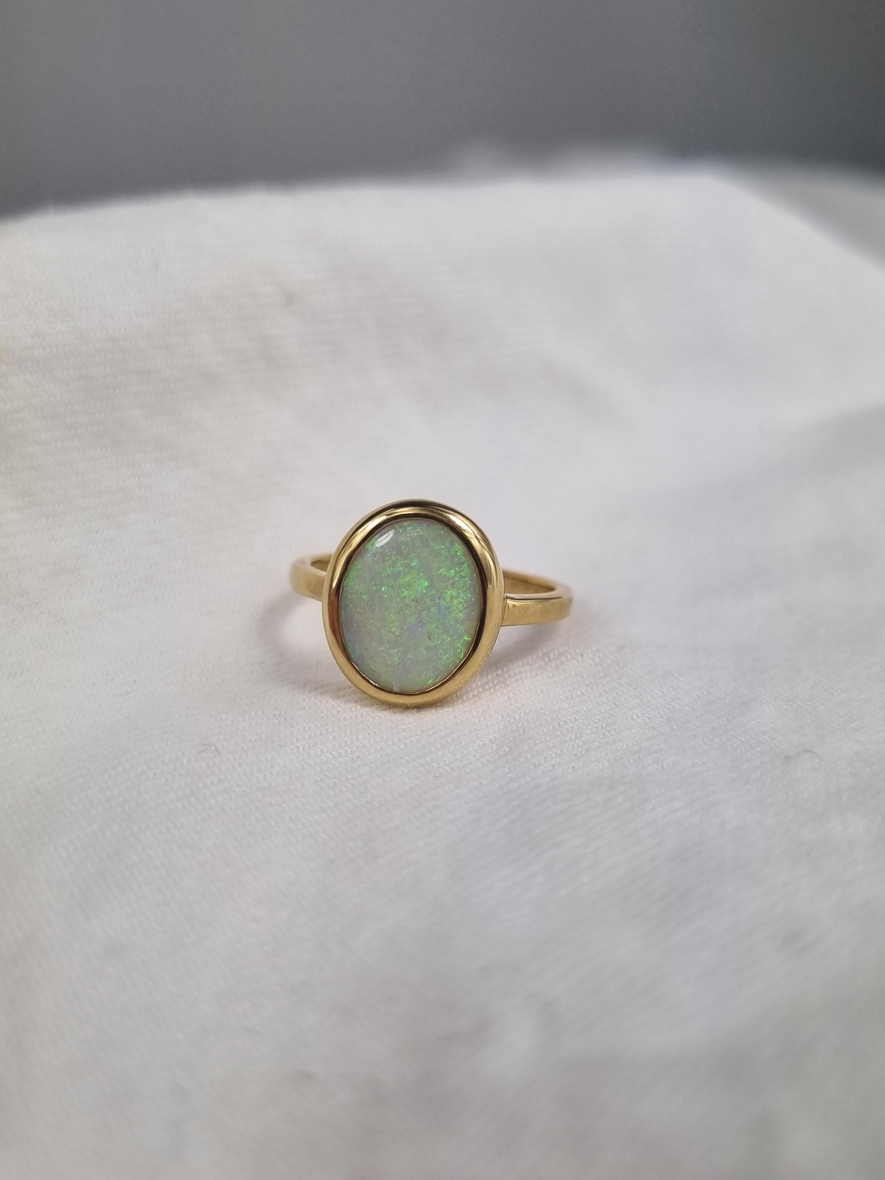 9ct Yellow Gold 2.0ct Solid Black Opal Ring