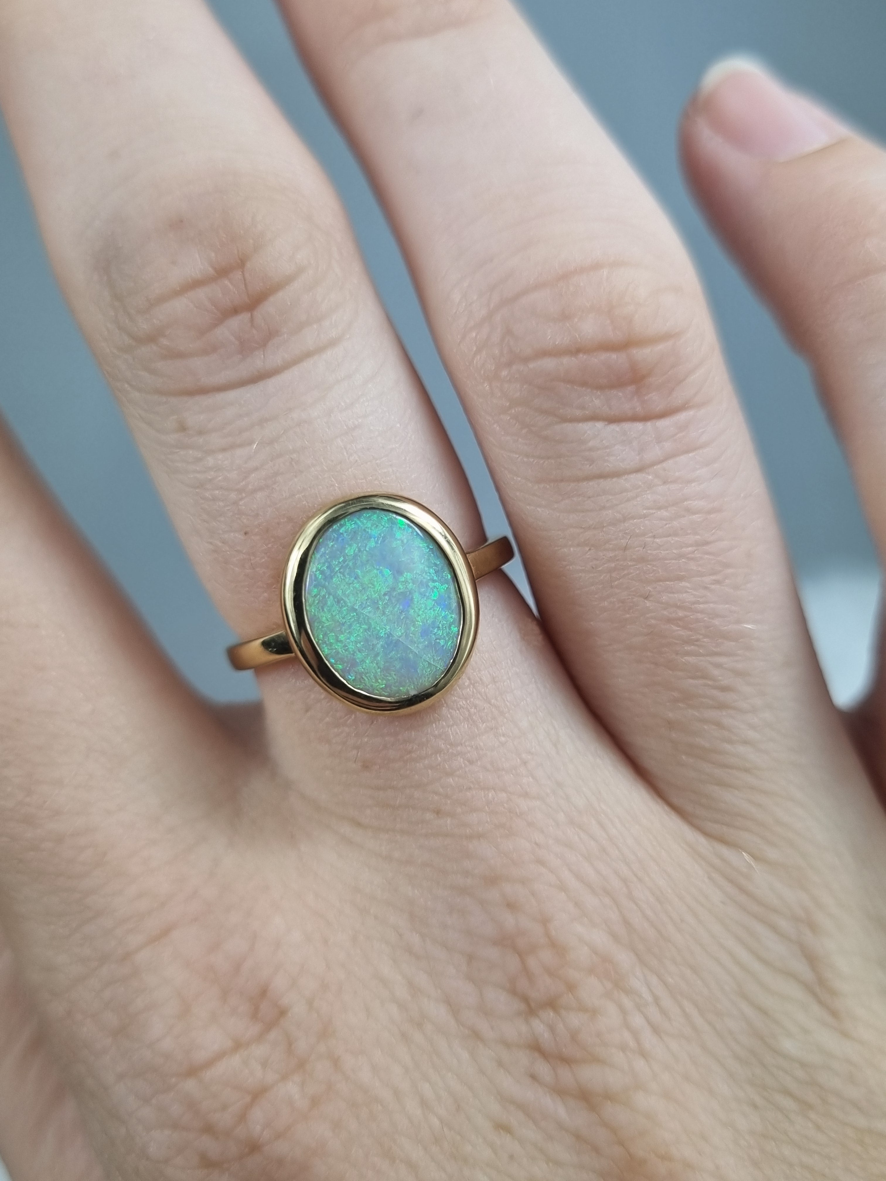 9ct Yellow Gold 2.0ct Solid Black Opal Ring