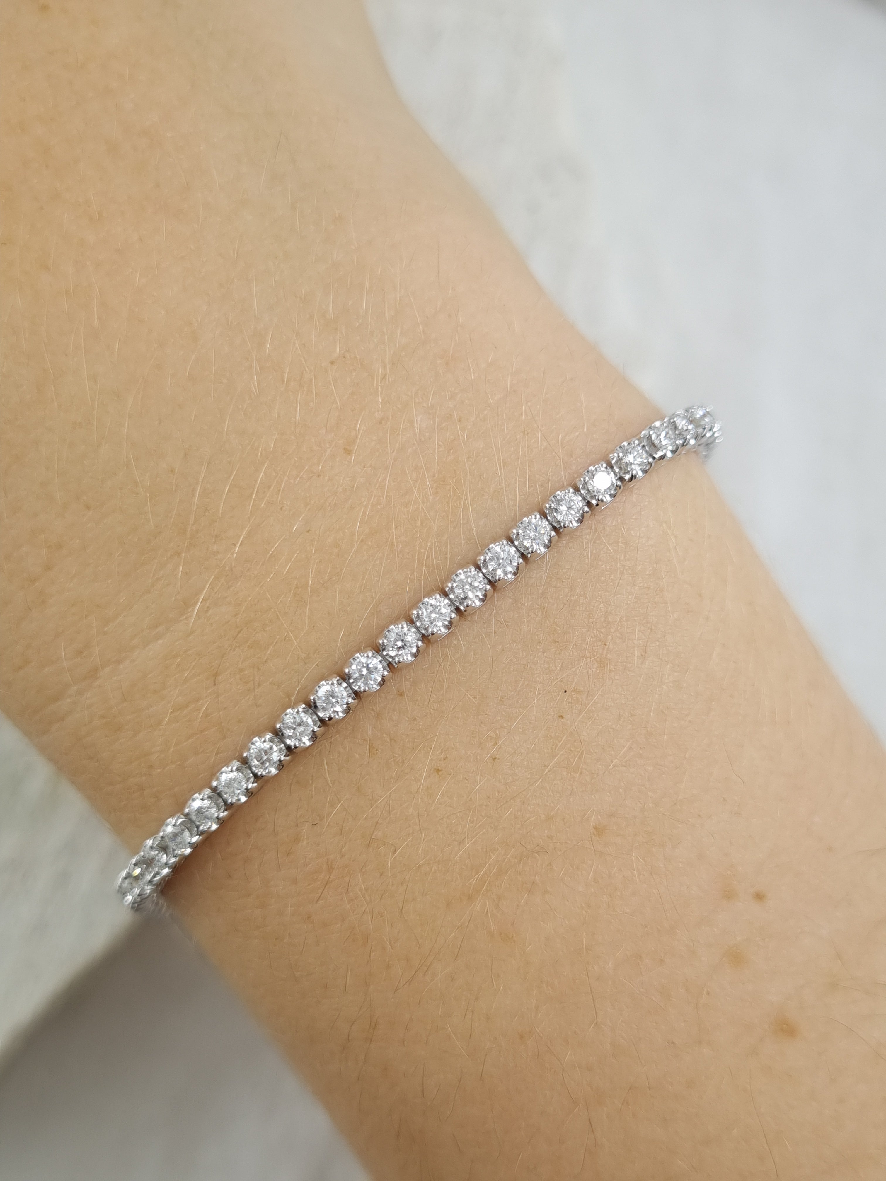 9ct White Gold Lab Grown Diamond tennis bracelet, 3 carats total