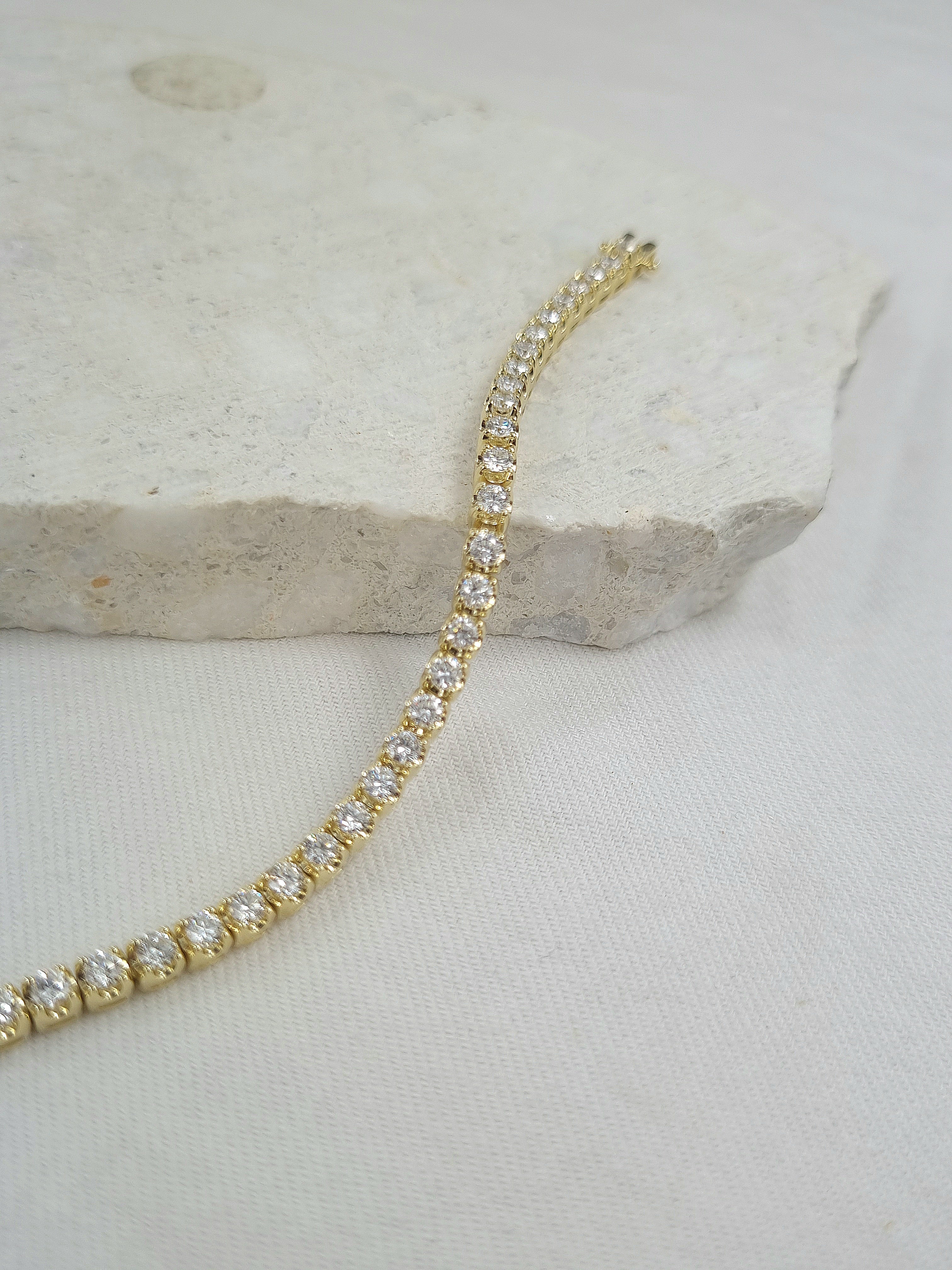 9ct Yellow Gold Lab Grown Diamond tennis bracelet, 3ct total