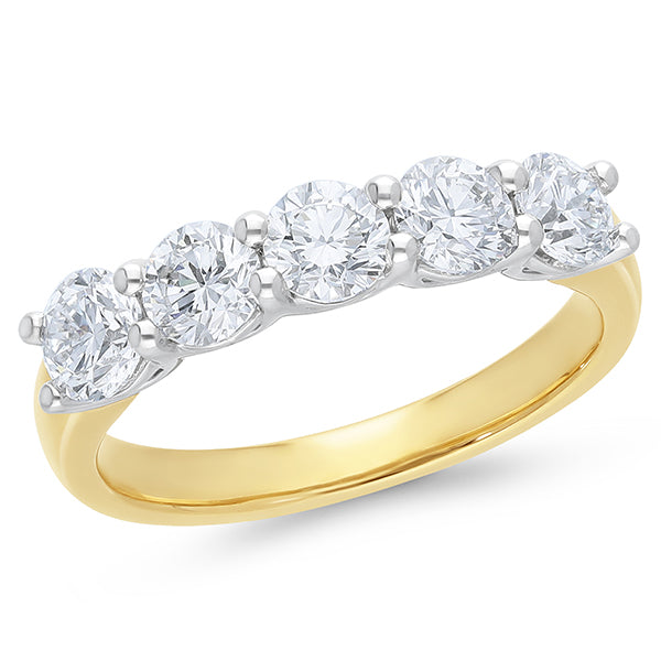 9ct Yellow and White Gold Lab Grown Diamond ring, 1.50 carats total.