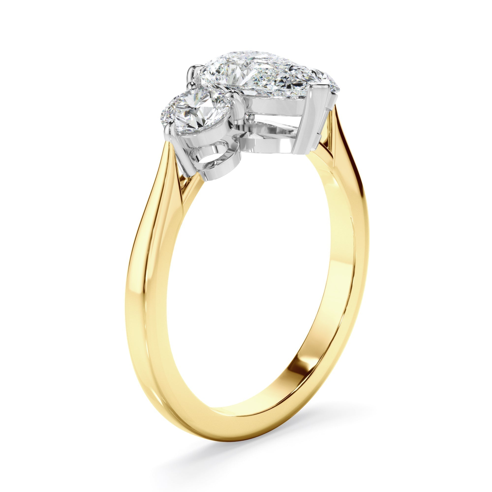 Pear Cut Diamond Trilogy Engagement Ring