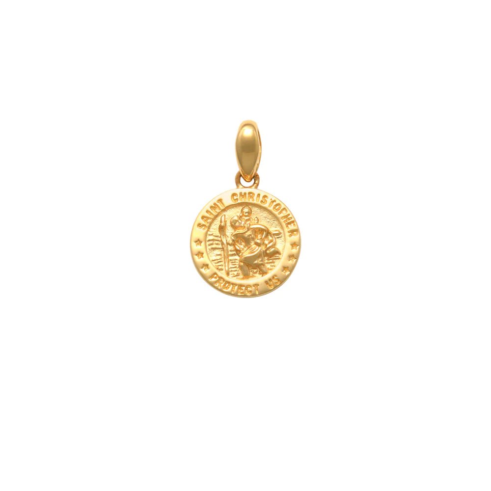 9ct Yellow Gold Round St Christopher Medallion