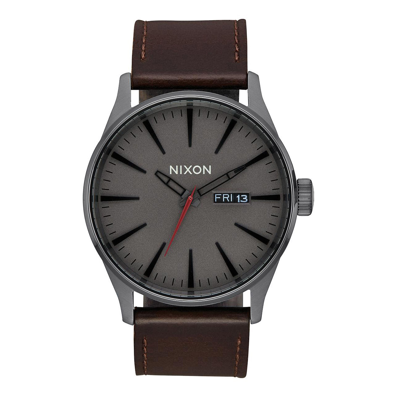 Nixon Sentry Leather Gray and Brown Leather