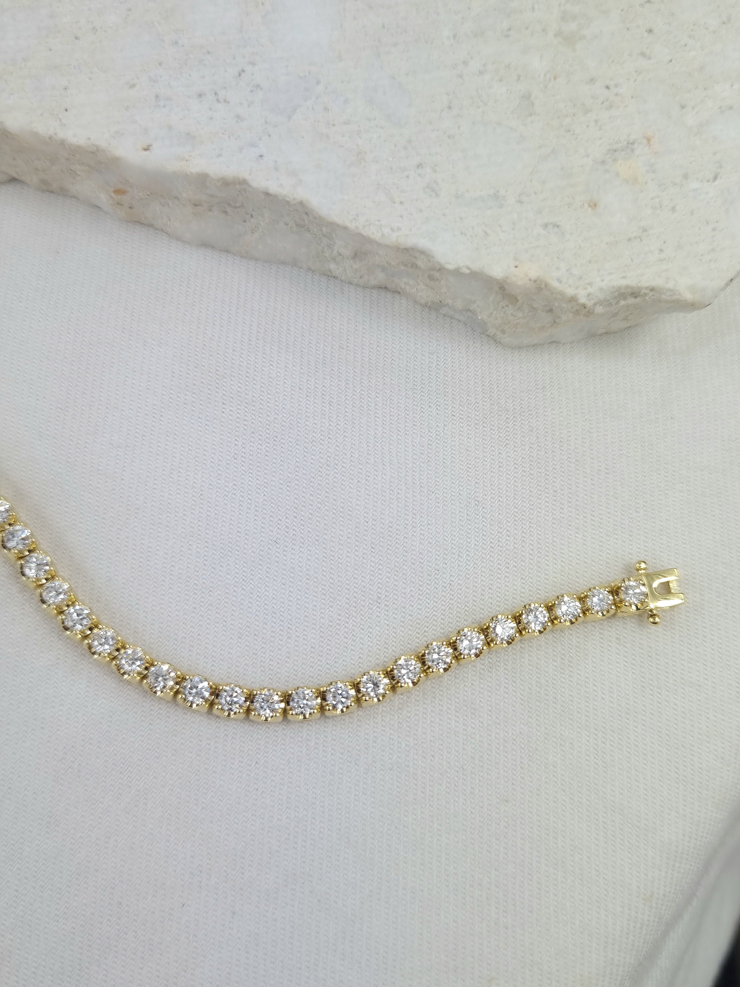 9ct Yellow Gold Lab Grown Diamond tennis bracelet, 3ct total