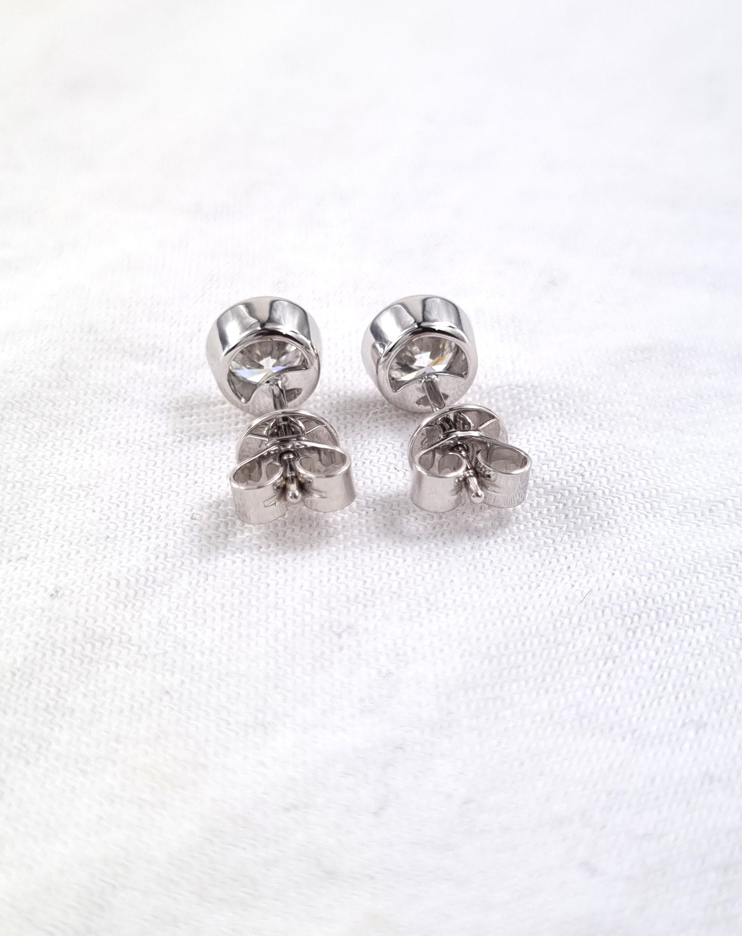 9ct White Gold Lab-Grown Bezel Set Diamond studs, equalling 0.40ct