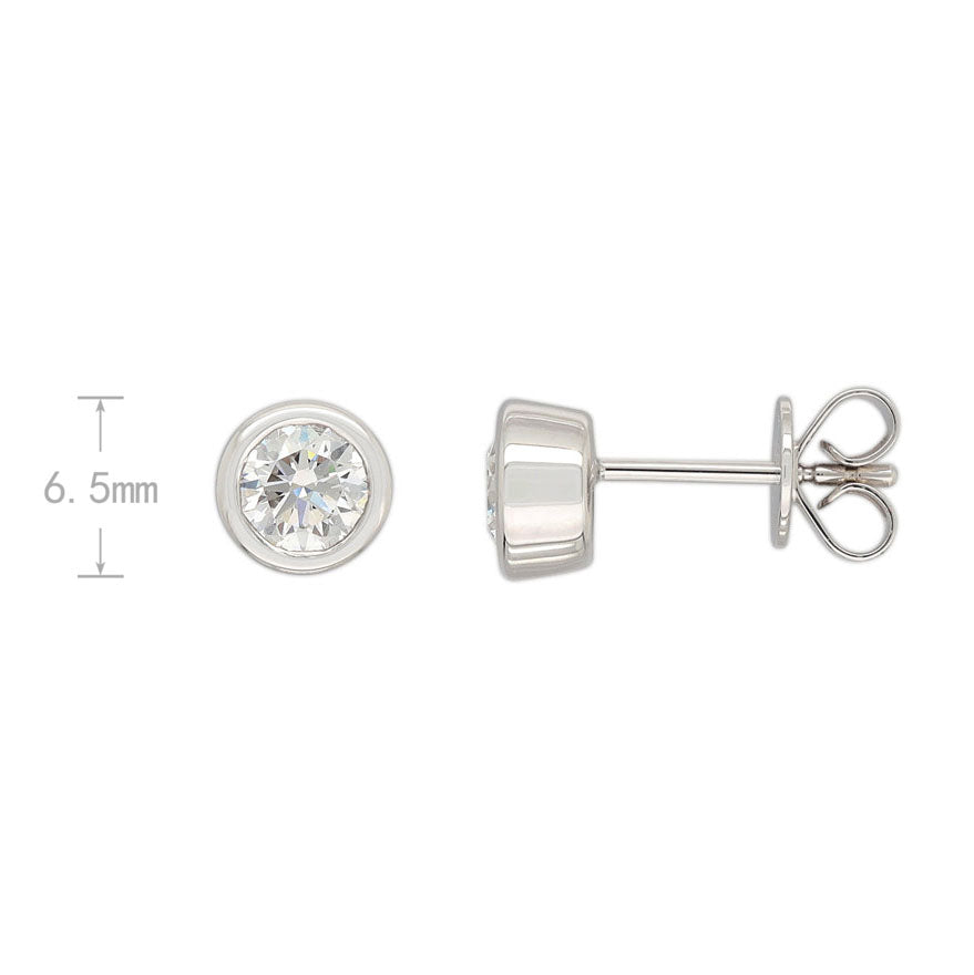 9ct White Gold Lab-Grown Bezel Set Diamond studs, equalling 0.40ct