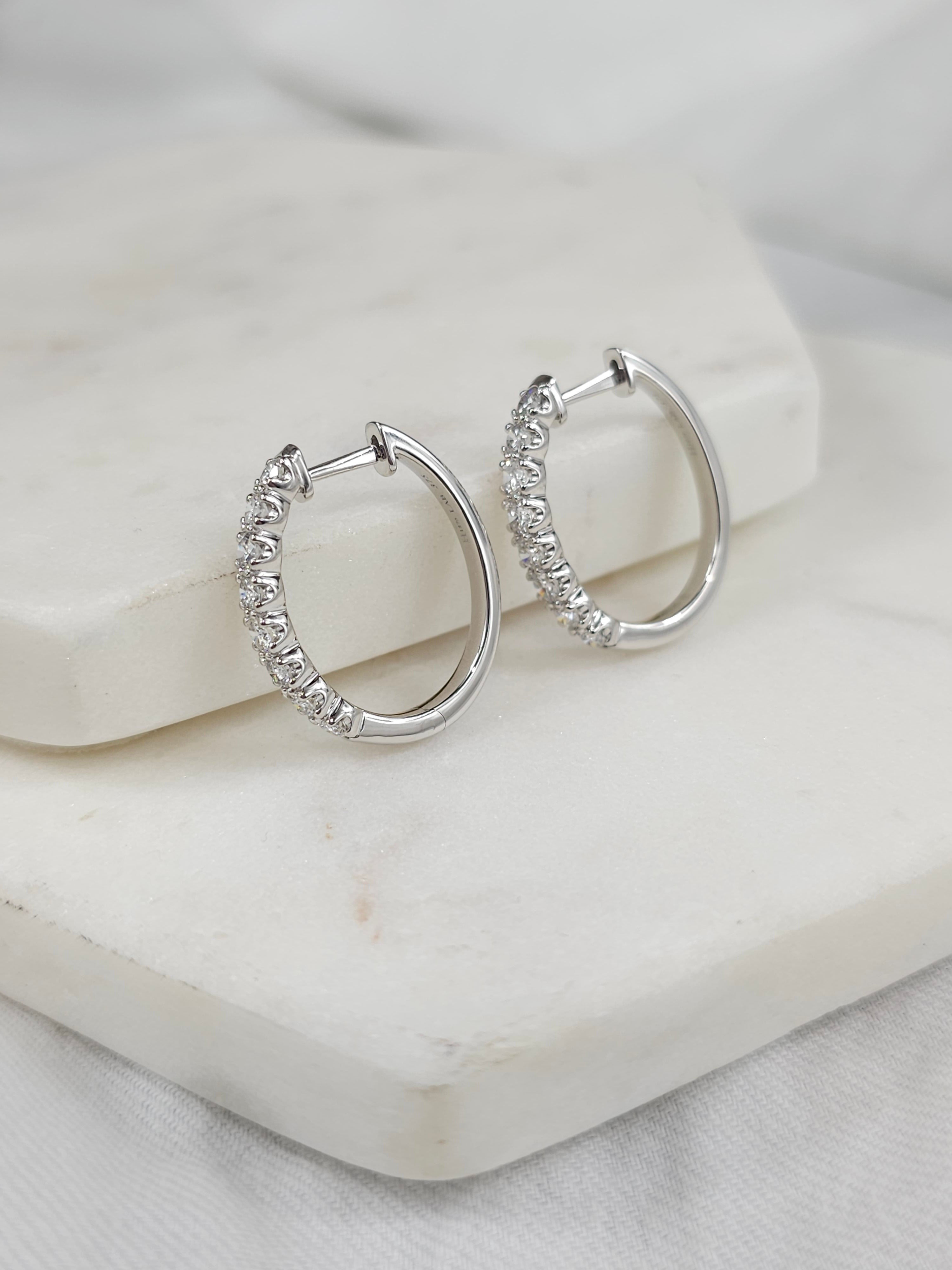 9ct White Gold Lab-Grown Diamond huggie earrings, 1ct total