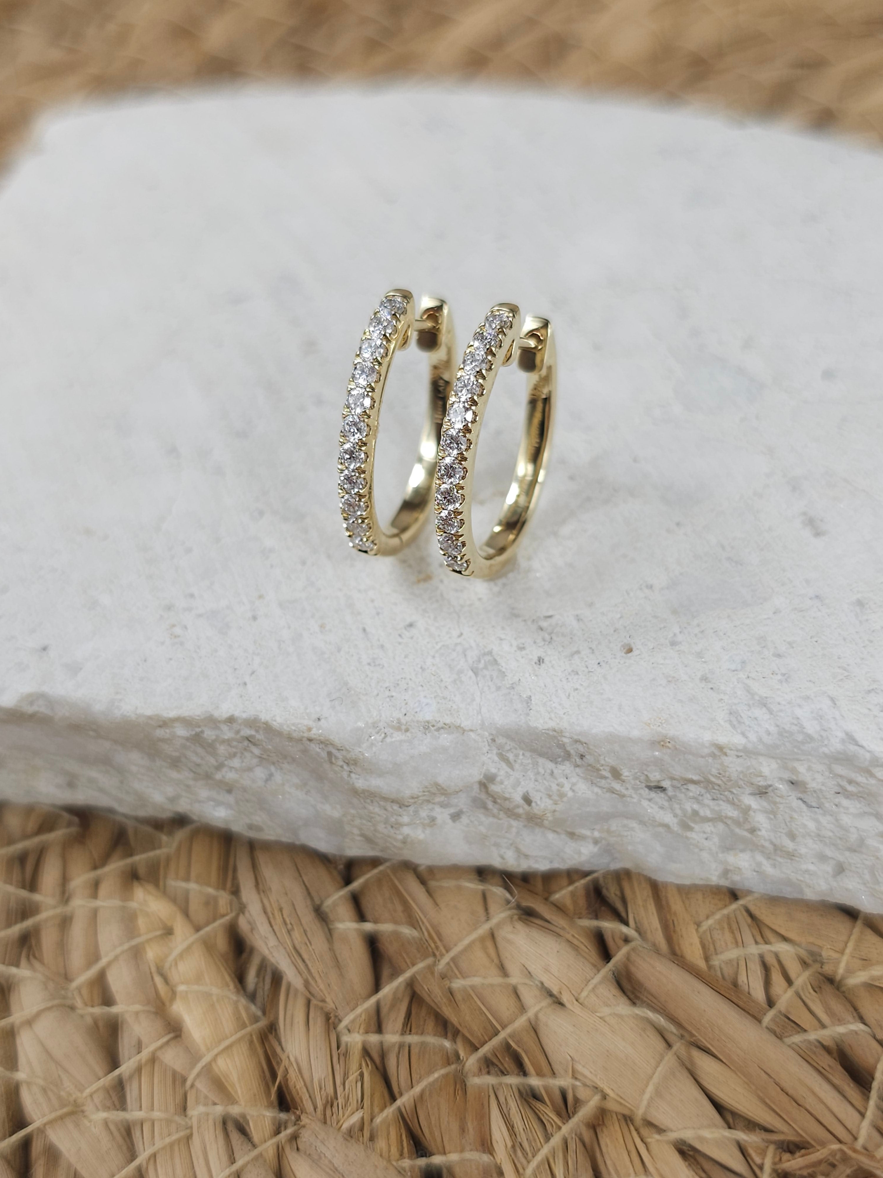 9ct Yellow Gold Lab-Grown Diamond huggie earrings, 0.51ct total