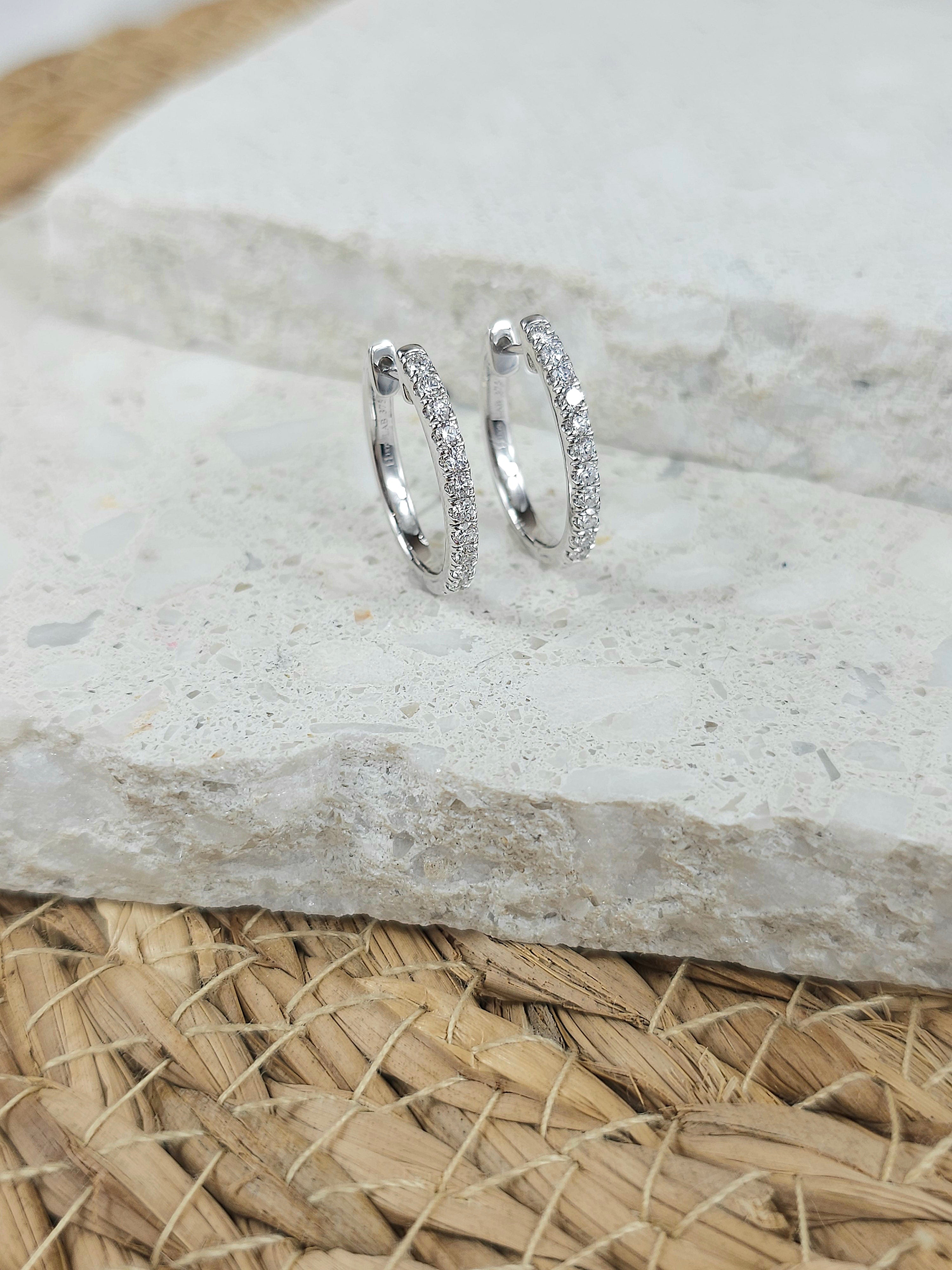 9ct White Gold Lab-Grown Diamond huggie earrings, 0.50ct total