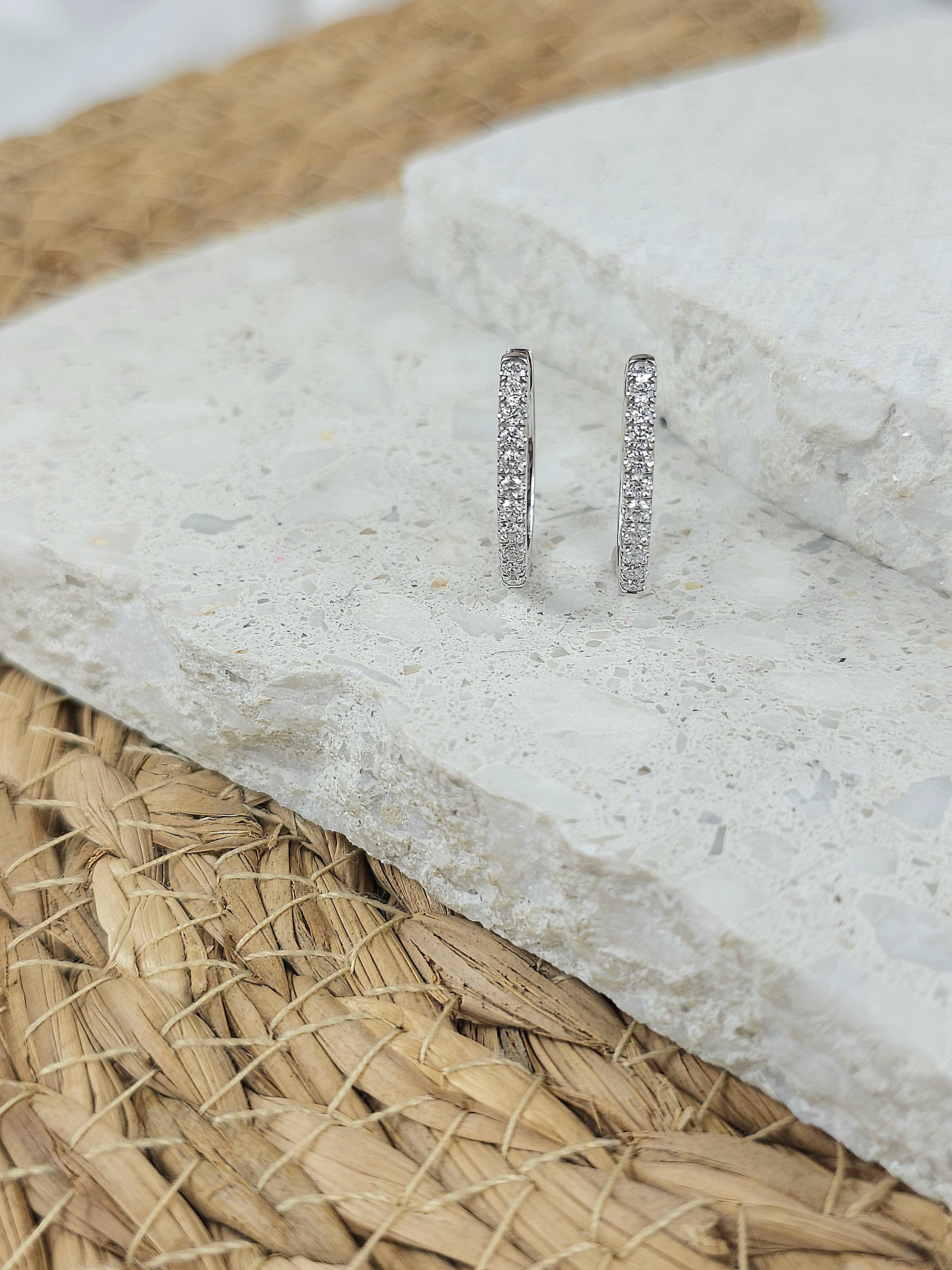 9ct White Gold Lab-Grown Diamond huggie earrings, 0.50ct total