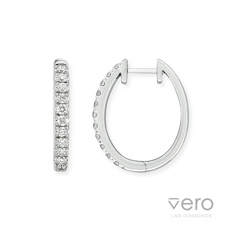 9ct White Gold Lab-Grown Diamond huggie earrings, 0.50ct total