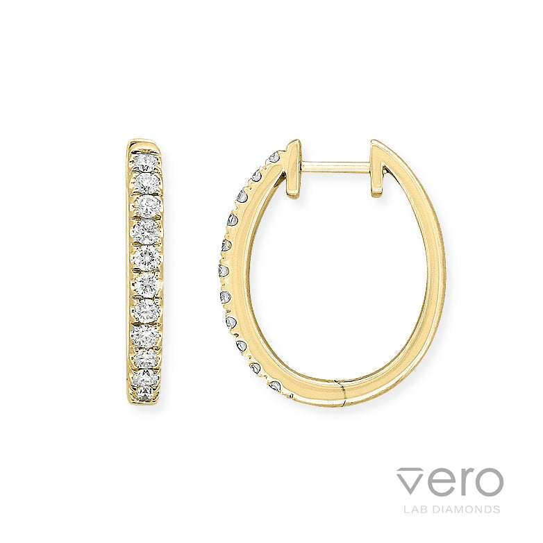 9ct Yellow Gold Lab-Grown Diamond huggie earrings, 0.51ct total