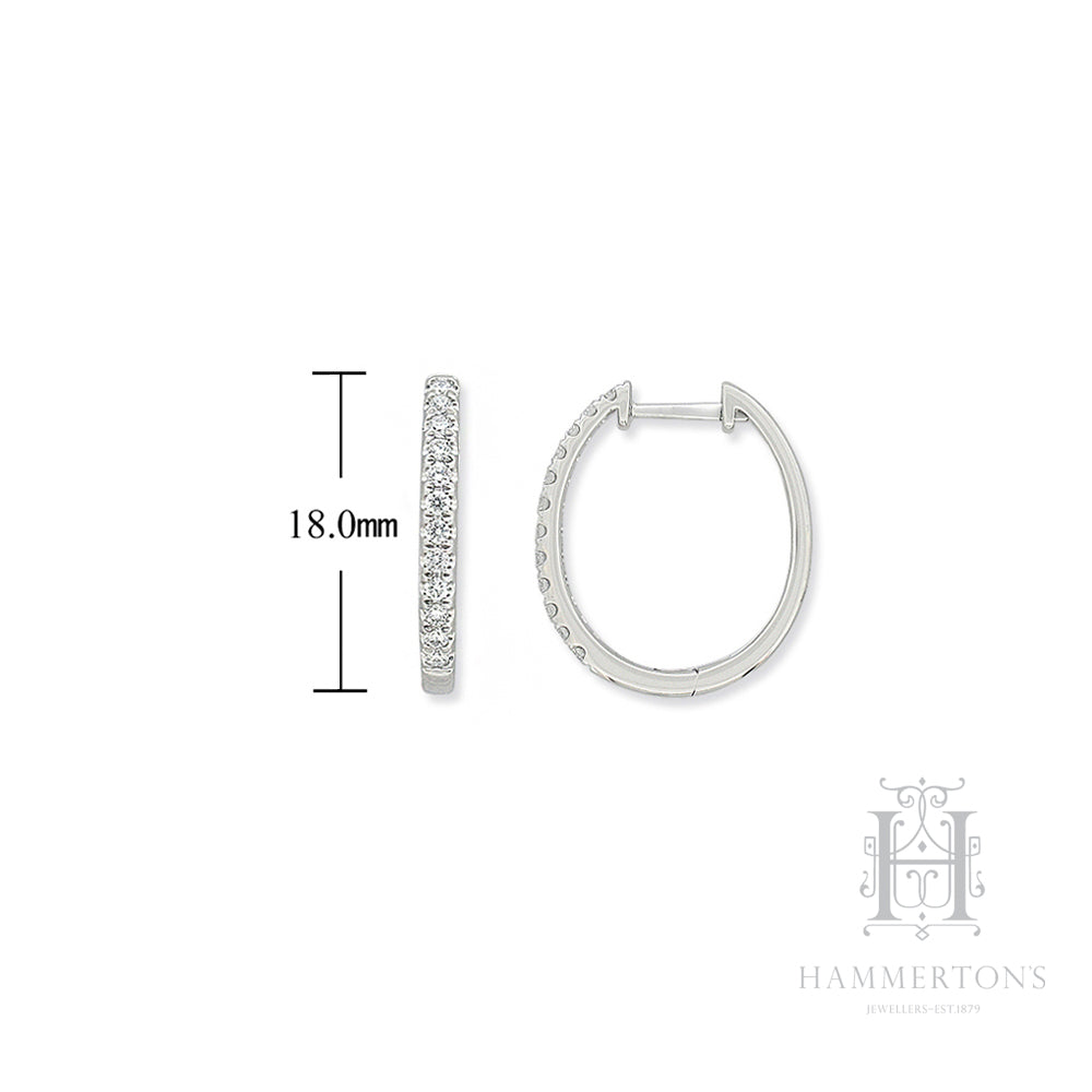 18ct White Gold 0.25Ct Diamond Claw Set Huggie Earrings