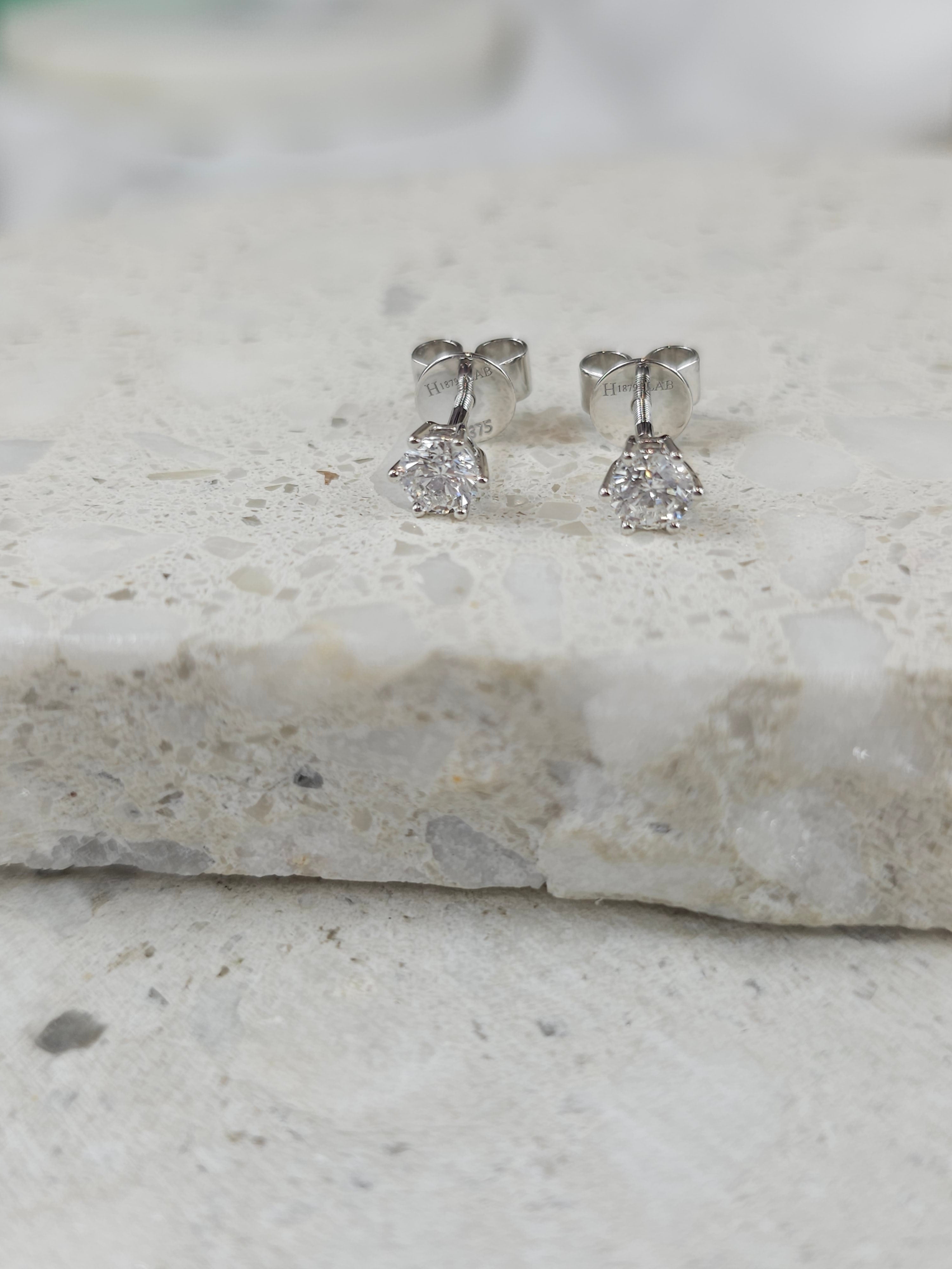 9ct White Gold Lab-Grown Diamond stud earrings, 0.53ct total