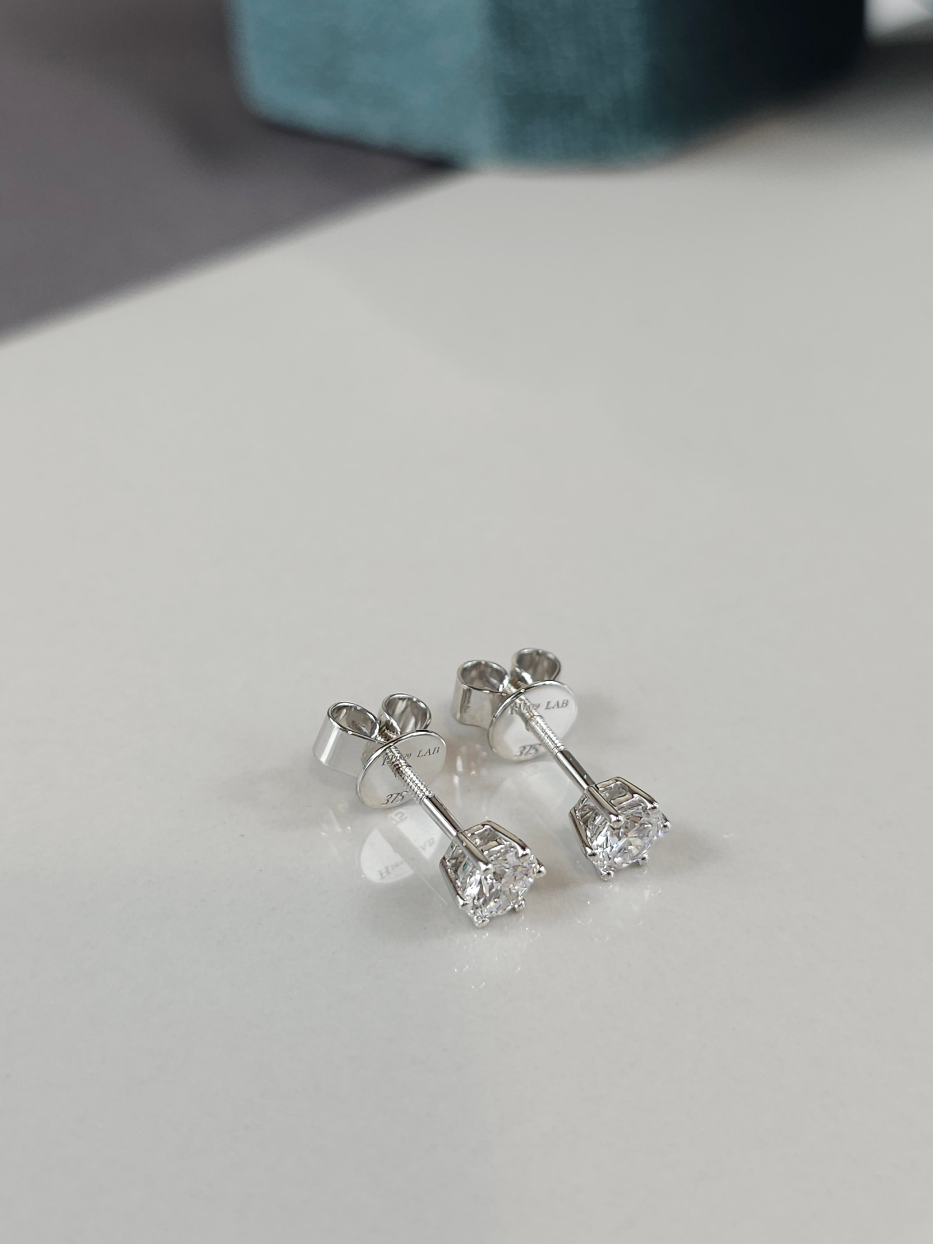 9ct White Gold Lab-Grown Diamond stud earrings, 0.65ct total