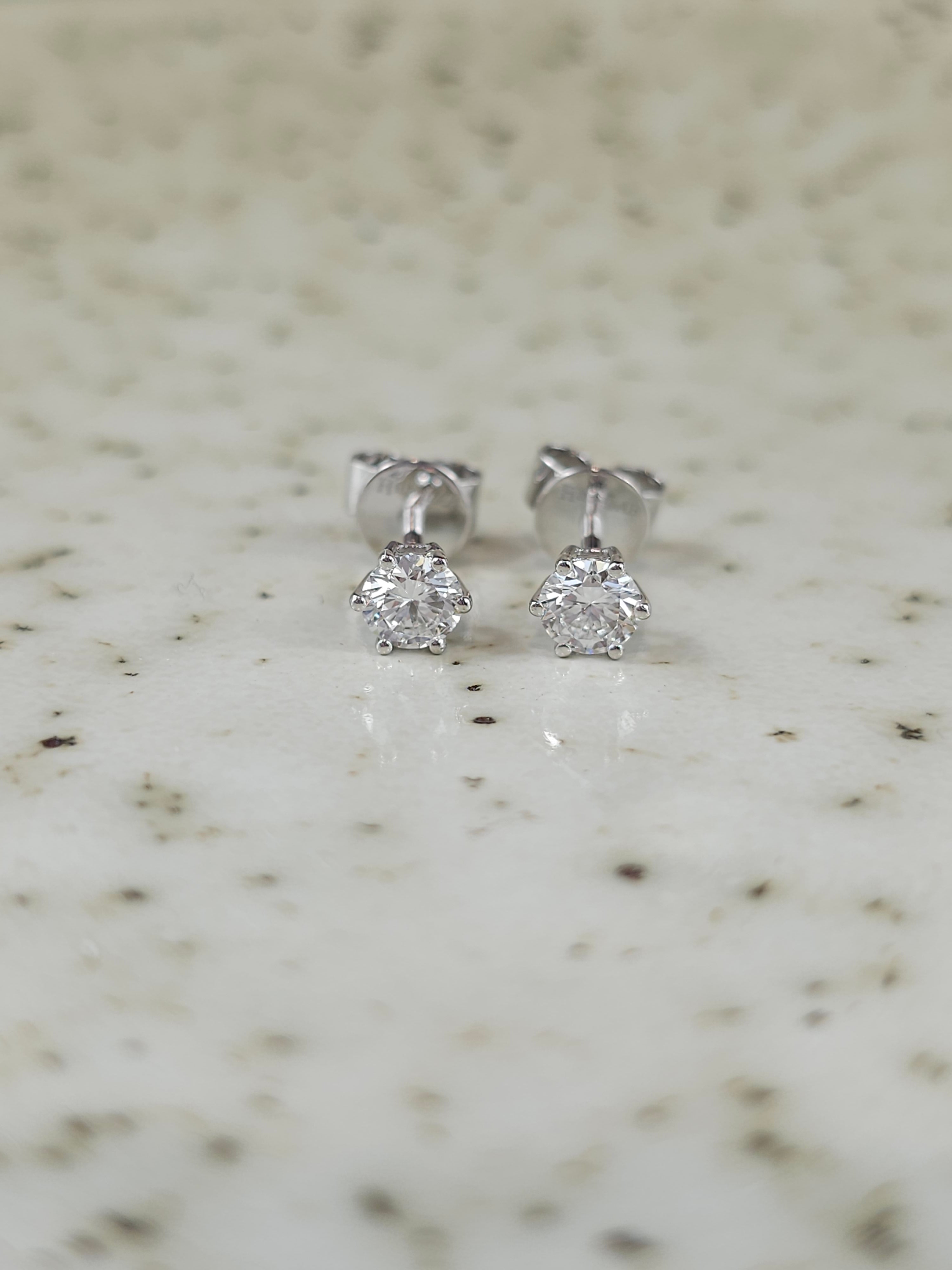 9ct White Gold Lab-Grown Diamond stud earrings, 0.65ct total