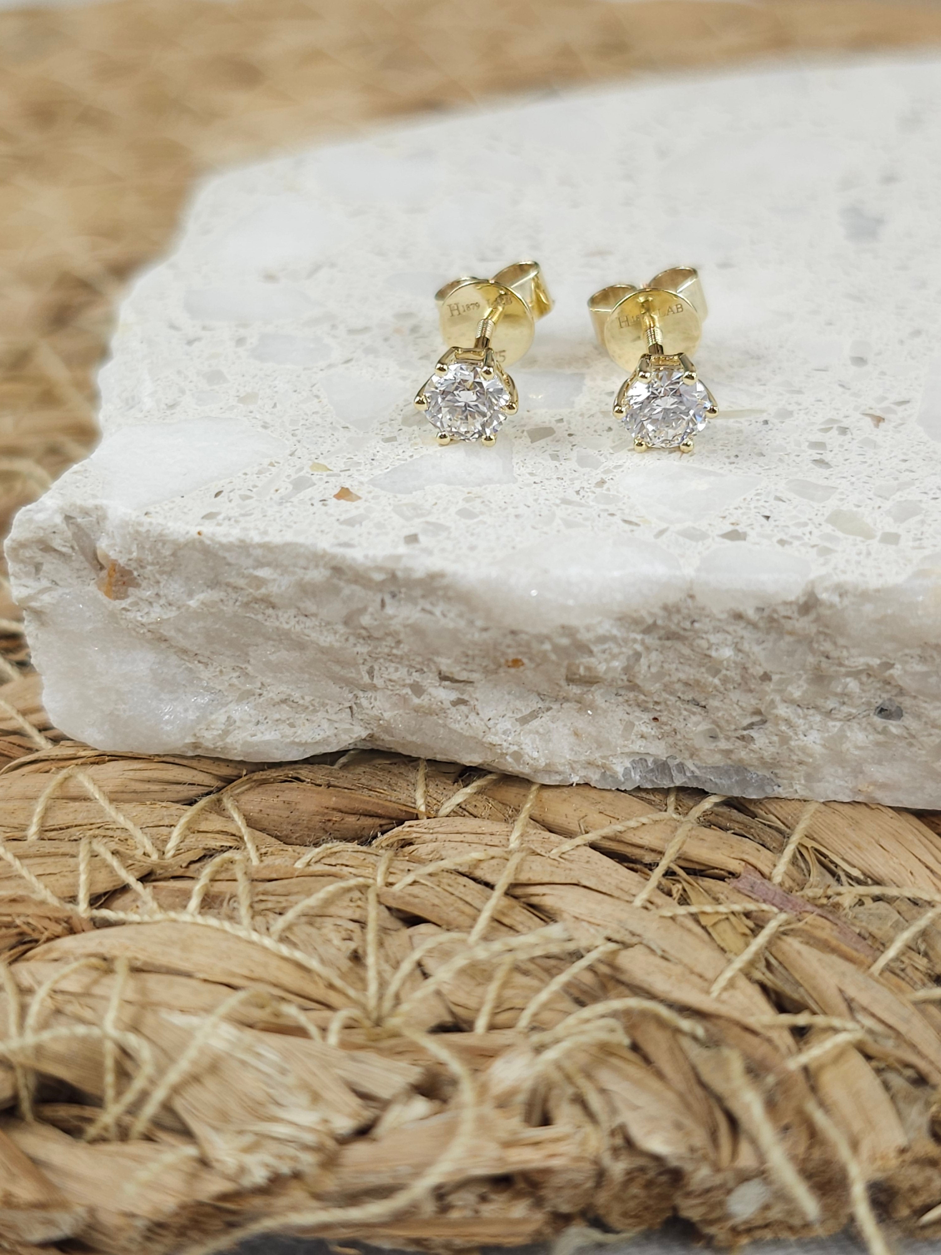 9ct Yellow Gold Lab-Grown Diamond stud earrings, 0.76ct total