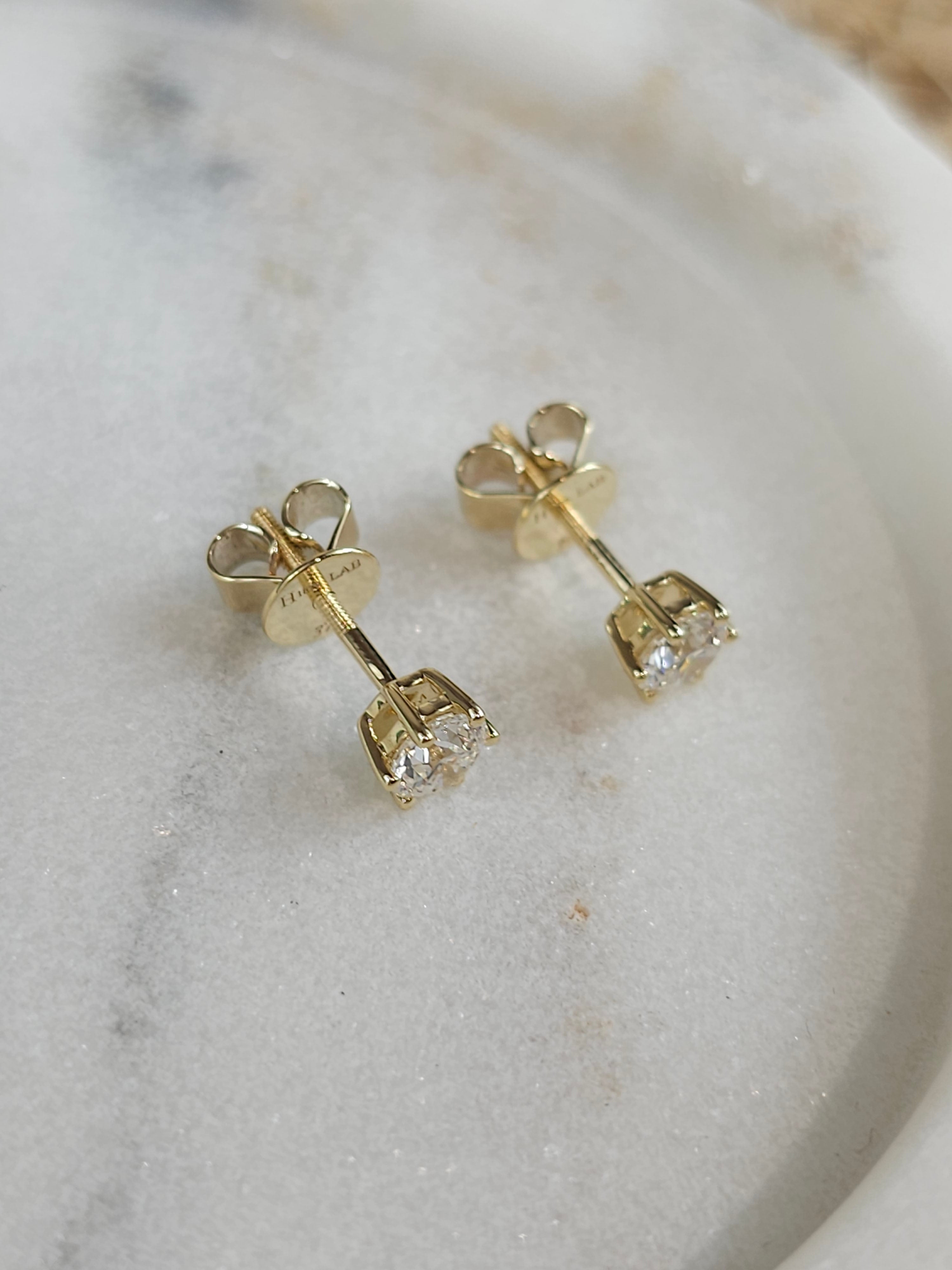 9ct Yellow Gold Lab-Grown Diamond stud earrings, 0.76ct total