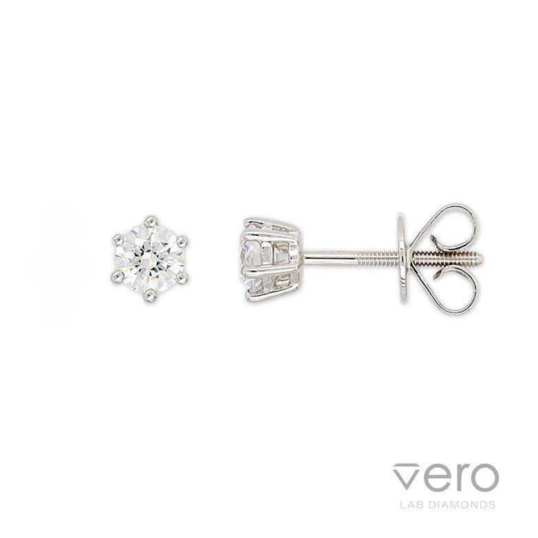 9ct White Gold Lab-Grown Diamond stud earrings, 0.53ct total