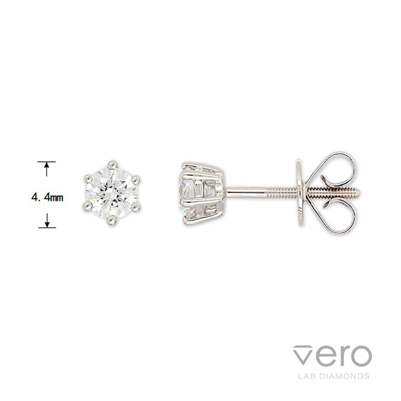 9ct White Gold Lab-Grown Diamond stud earrings, 0.53ct total