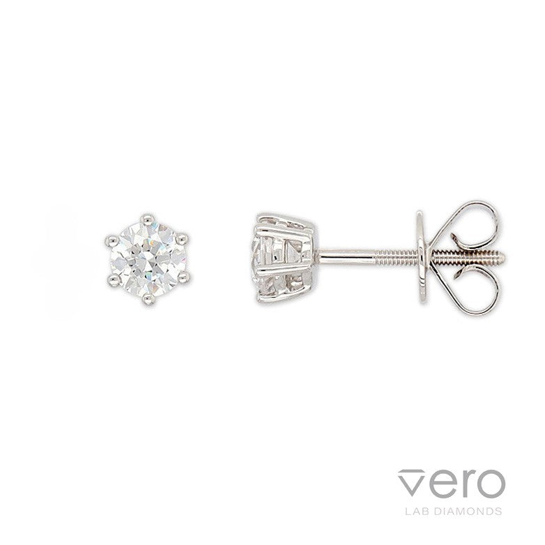 9ct White Gold Lab-Grown Diamond stud earrings, 0.65ct total