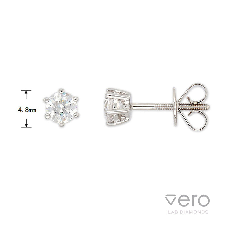 9ct White Gold Lab-Grown Diamond stud earrings, 0.65ct total