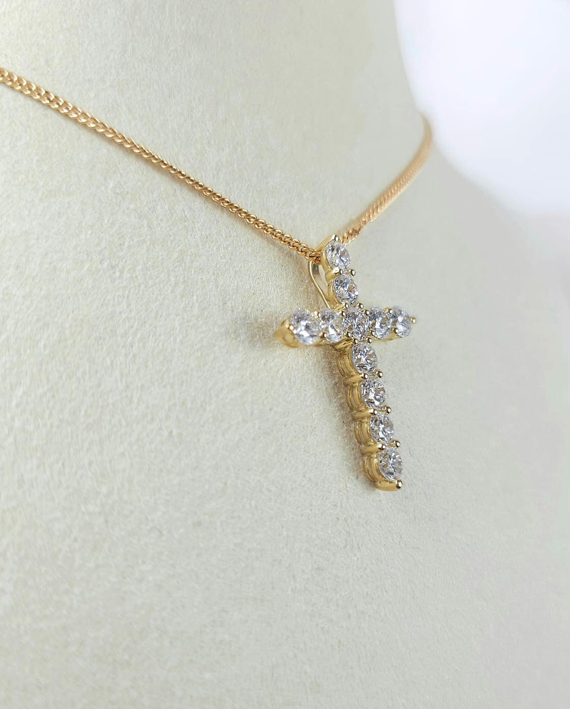 9ct Yellow and White Gold Diamond cross, 2.50 carats total.