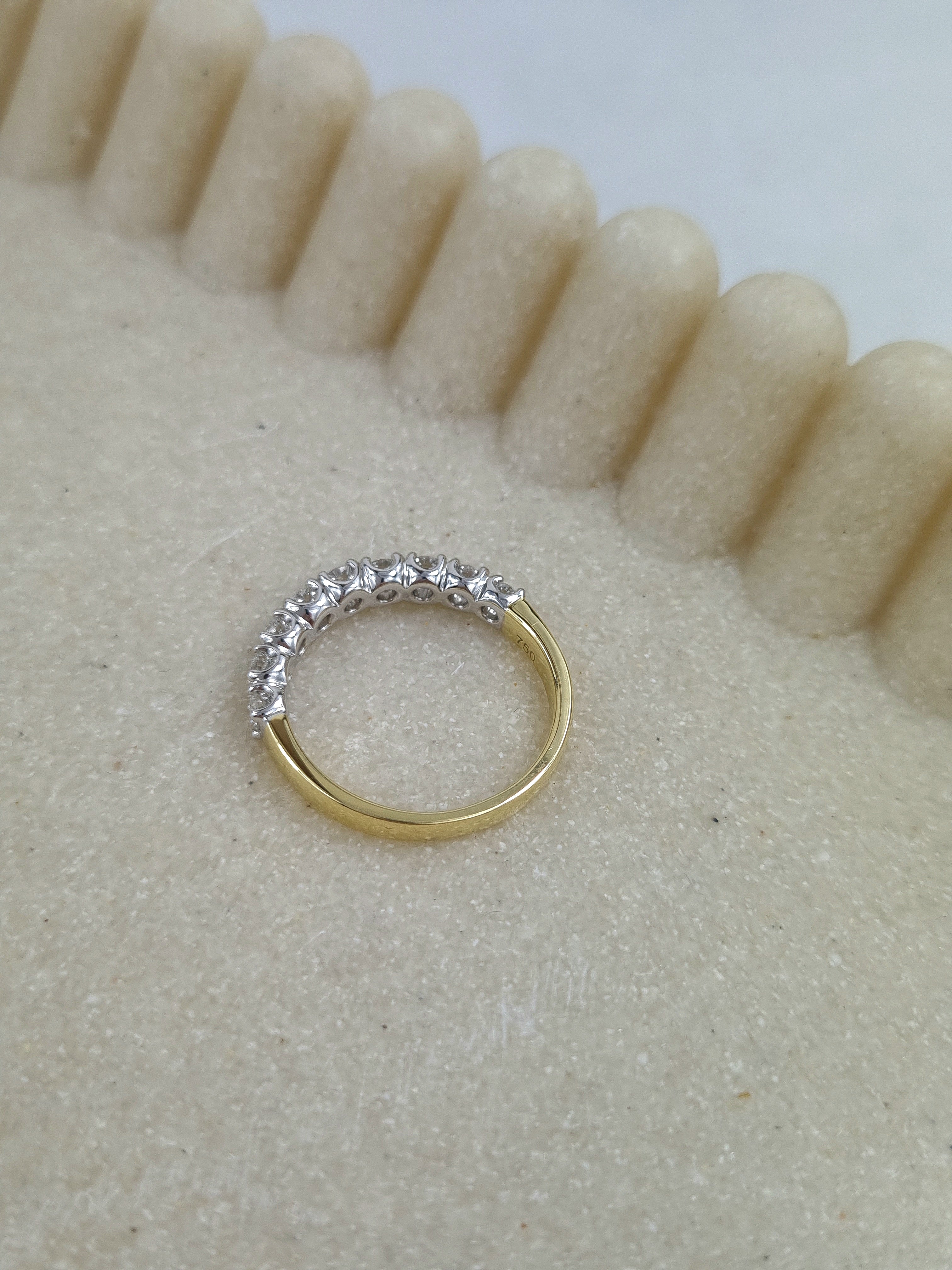 18ct Yellow and White gold clawset Diamond Band