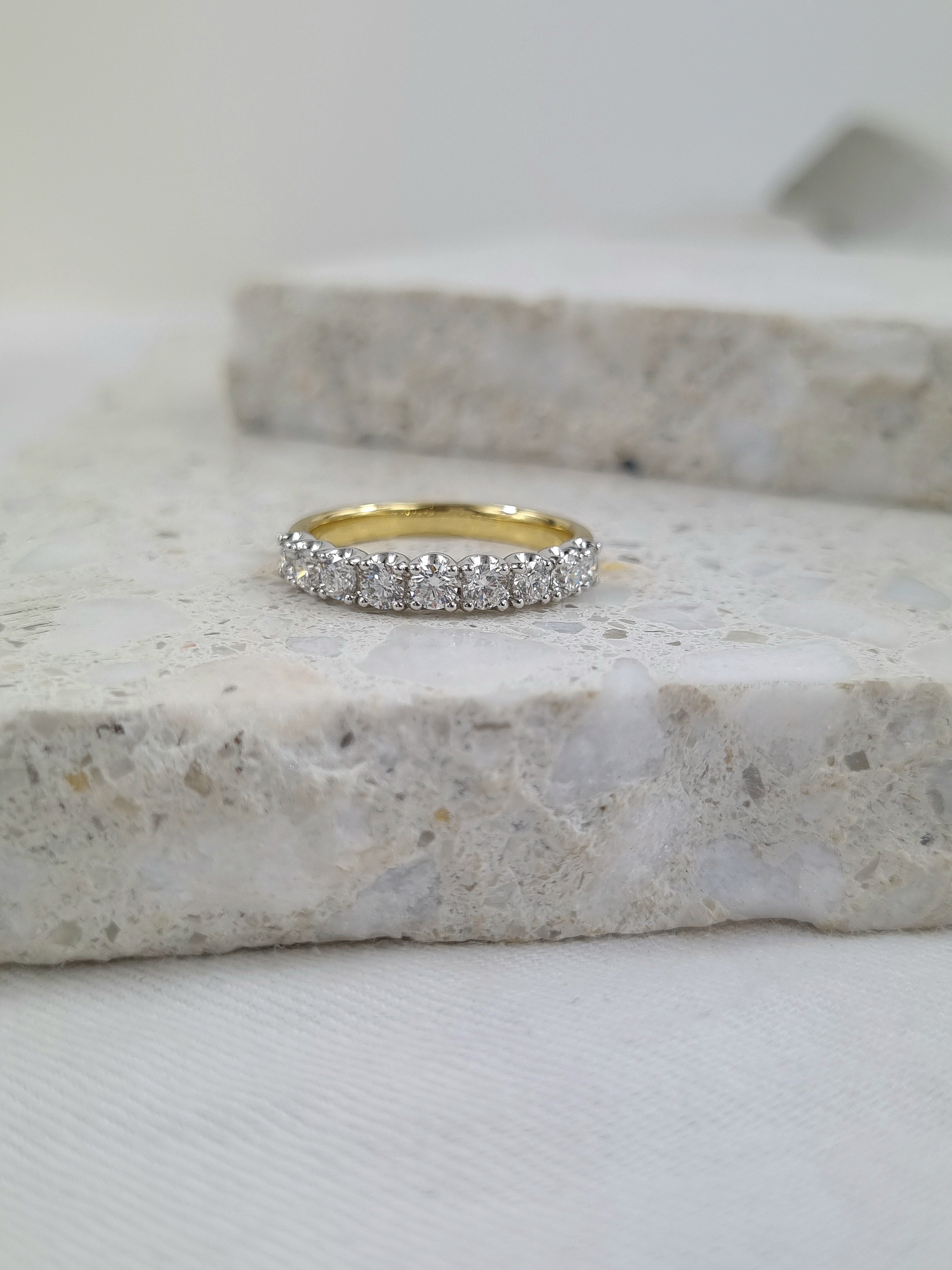 18ct Yellow and White gold clawset Diamond Band