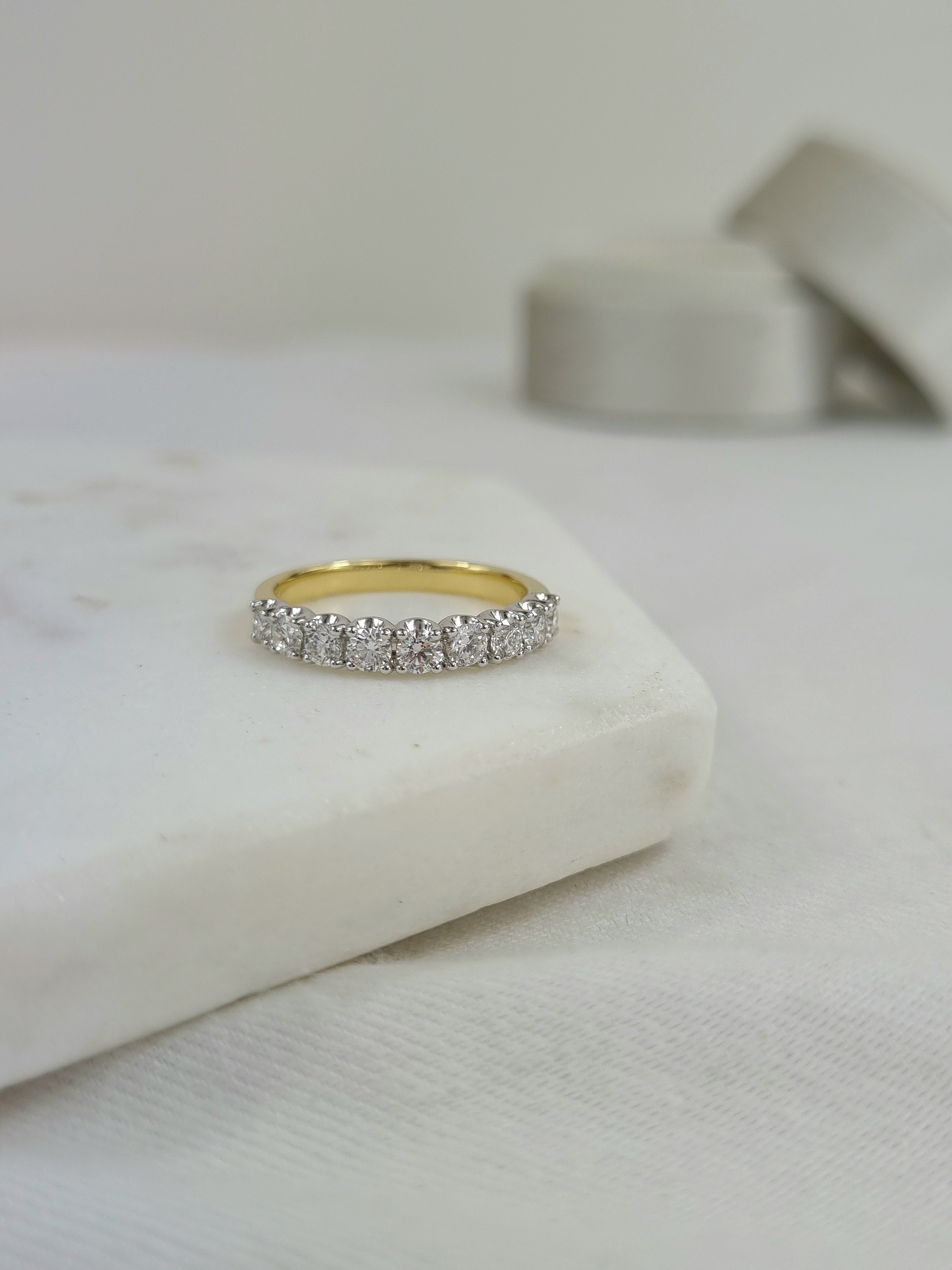 18ct Yellow and White gold clawset Diamond Band