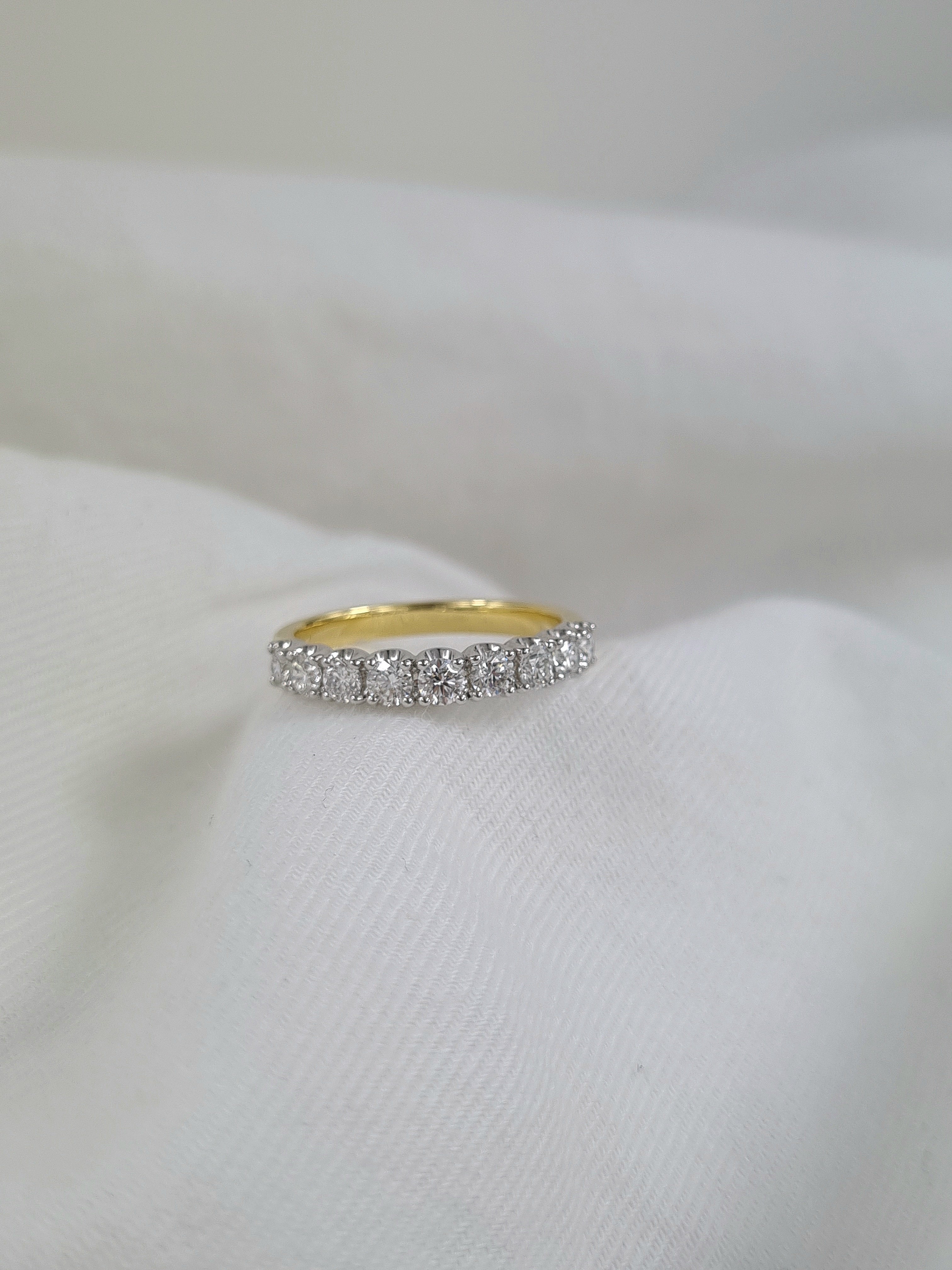 18ct Yellow and White gold clawset Diamond Band