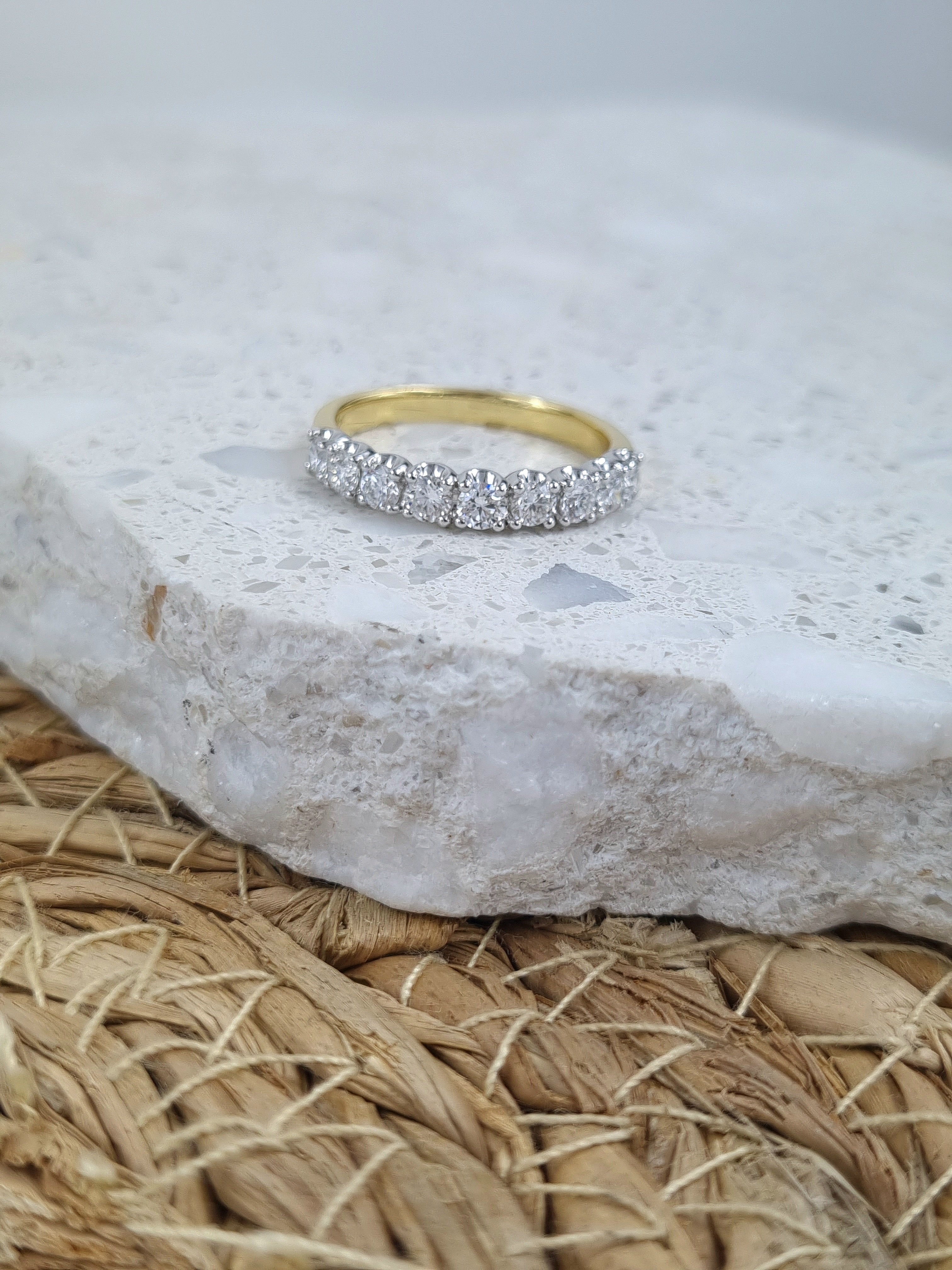 18ct Yellow and White gold clawset Diamond Band