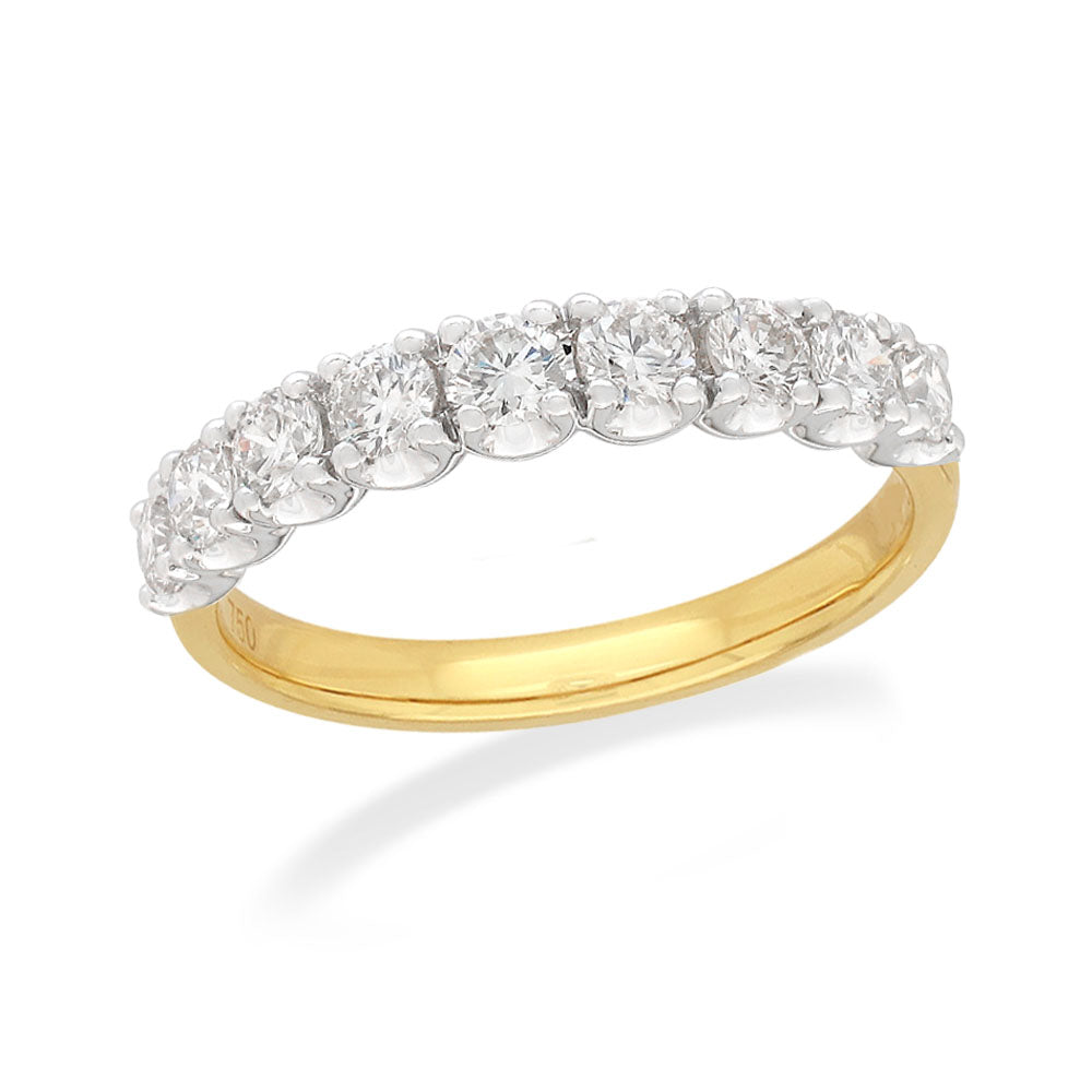 18ct Yellow and White gold clawset Diamond Band