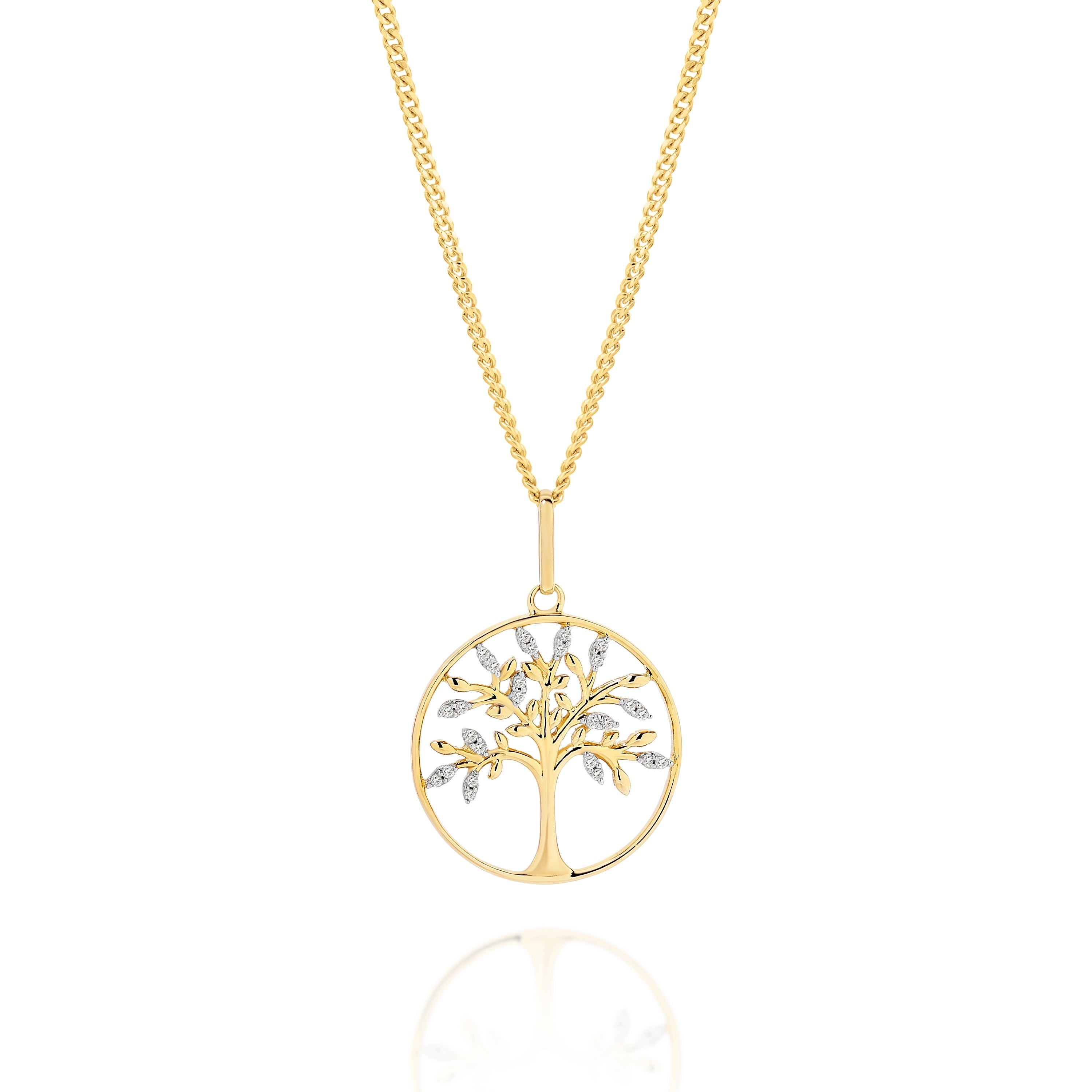 9ct 0.05ct diamond tree of life pendant