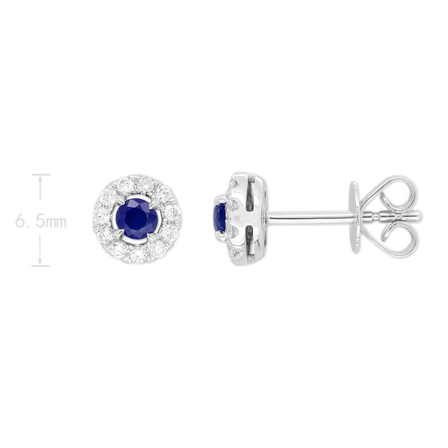 9ct White Gold Sapphire and Diamond stud earrings