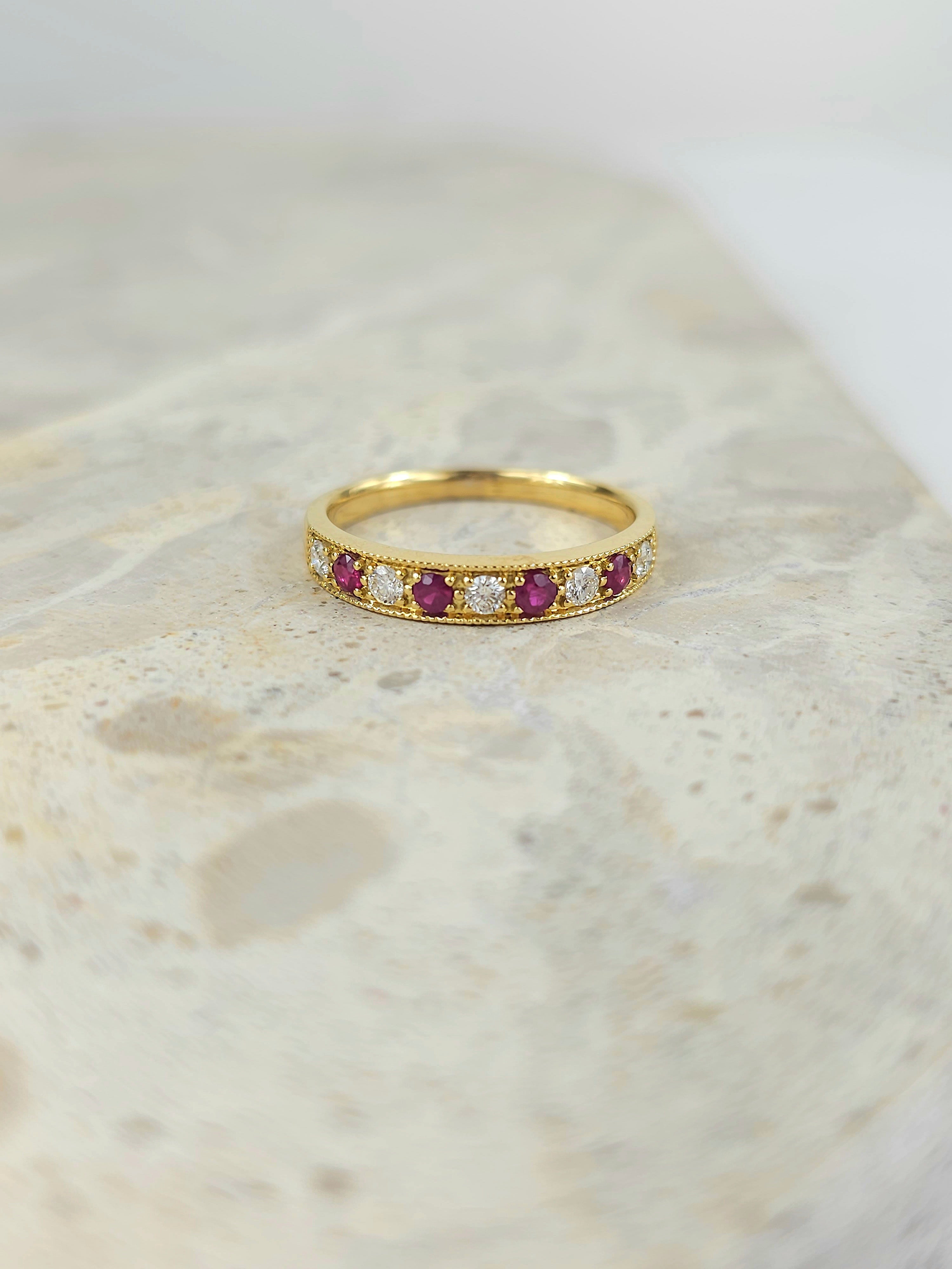 18ct Yellow Gold Ruby and Diamond ring