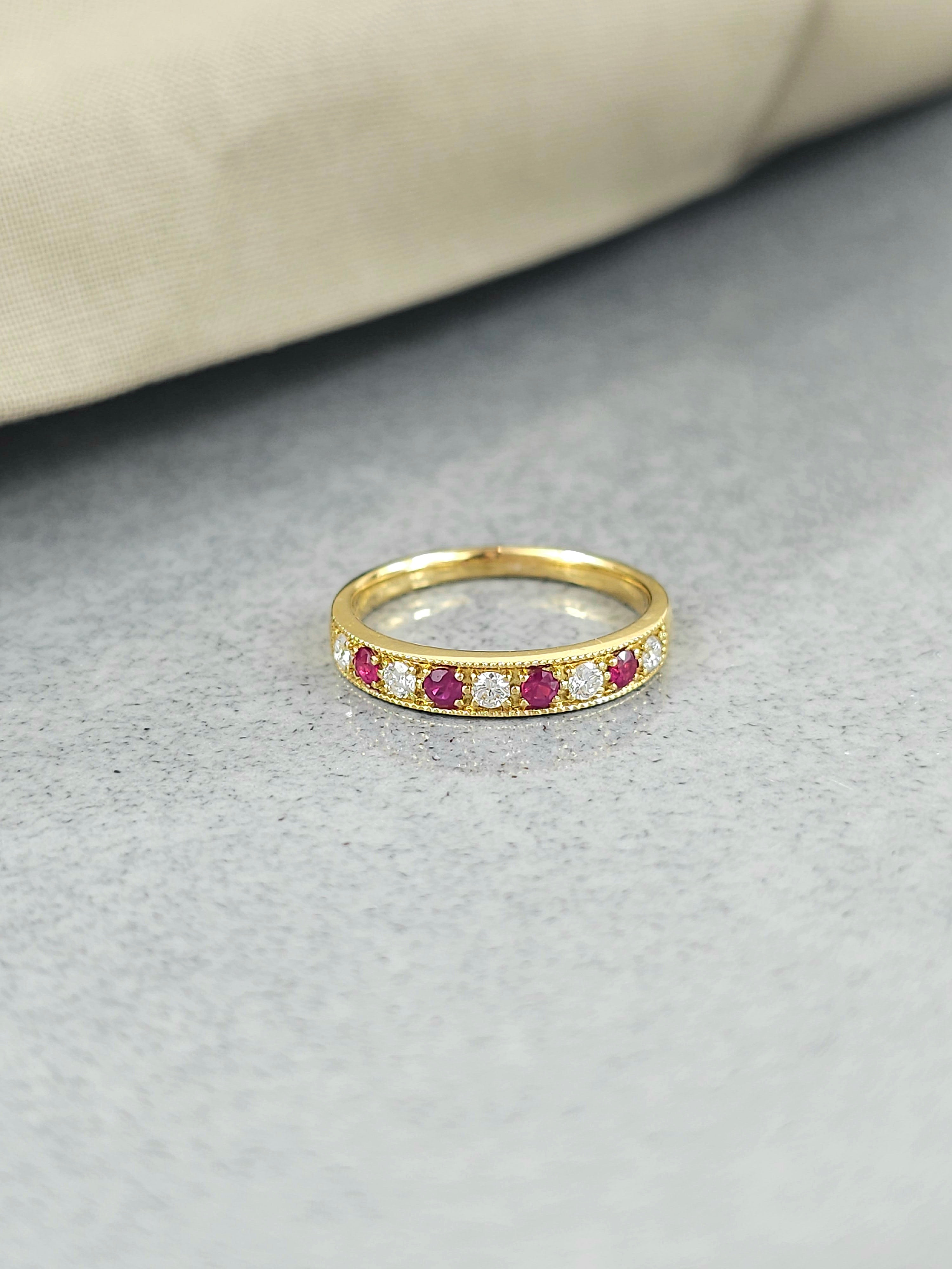 18ct Yellow Gold Ruby and Diamond ring