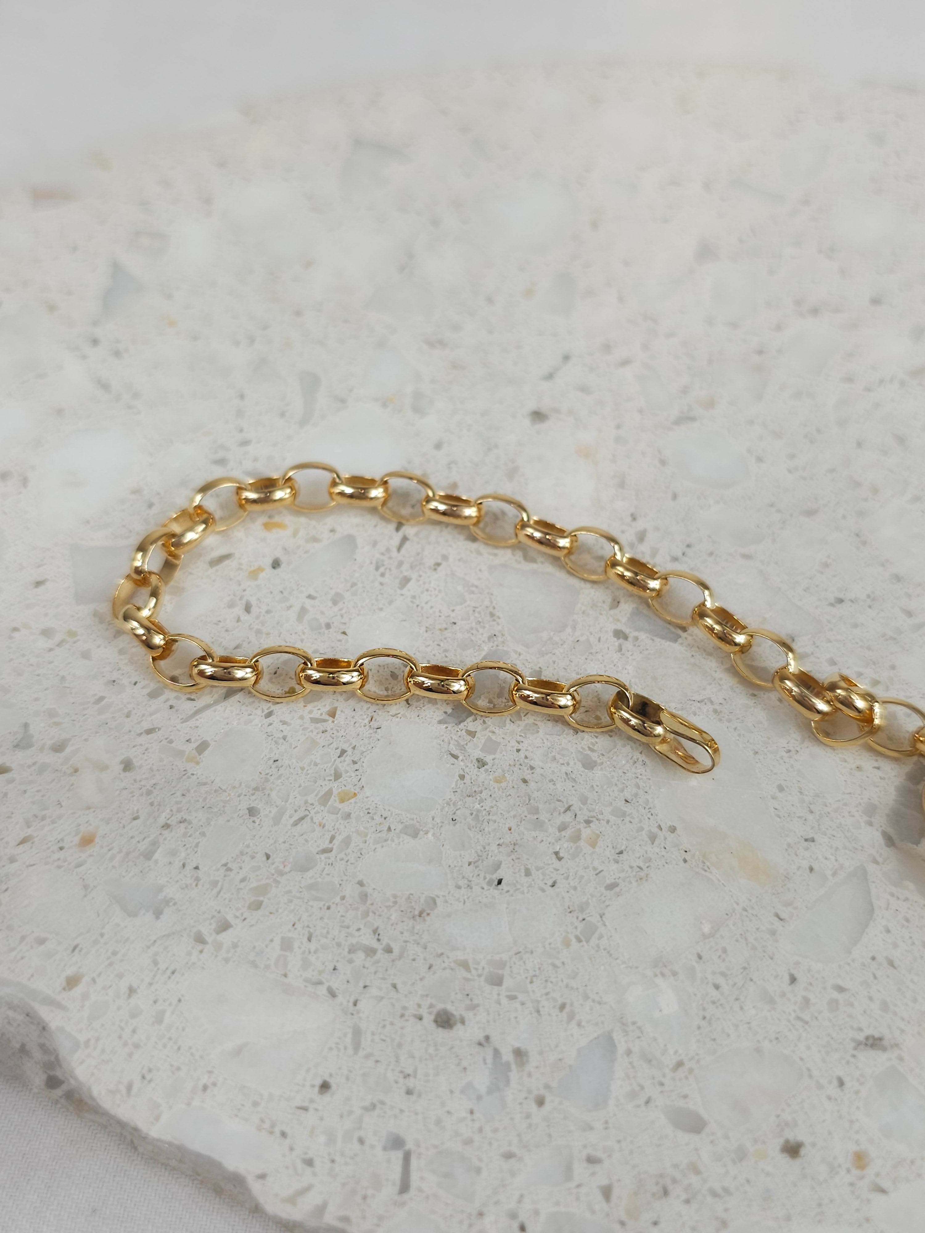 9ct Yellow Gold silver filled Oval Belcher bracelet, 19cm