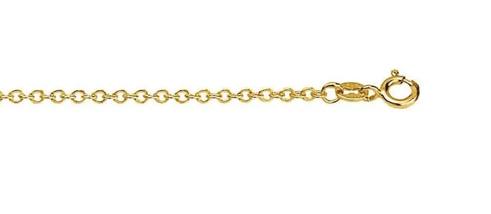 9ct Yellow Gold Hammered cable chain, 50cm