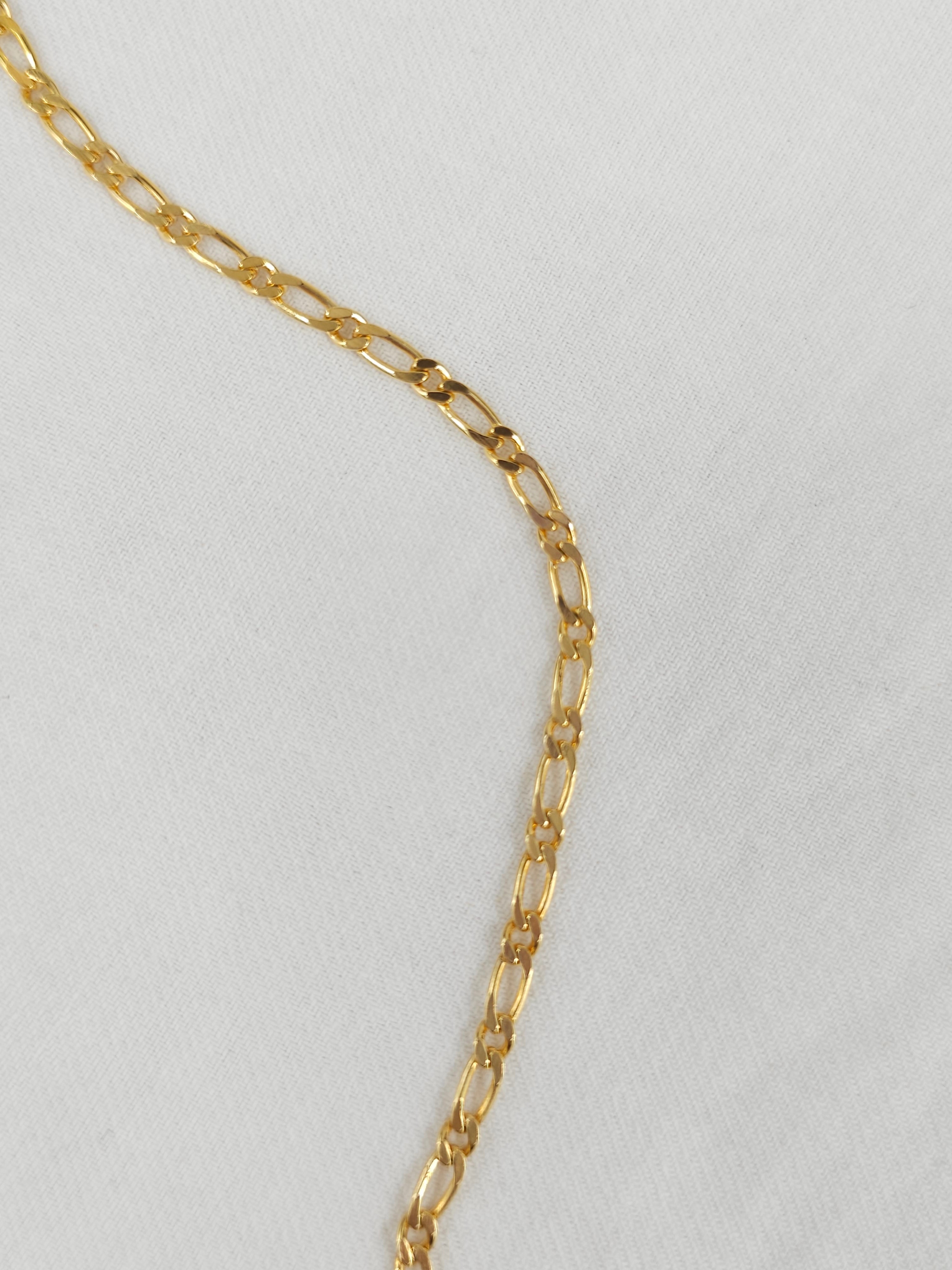 9ct Yellow Gold Diamond cut Figaro bracelet