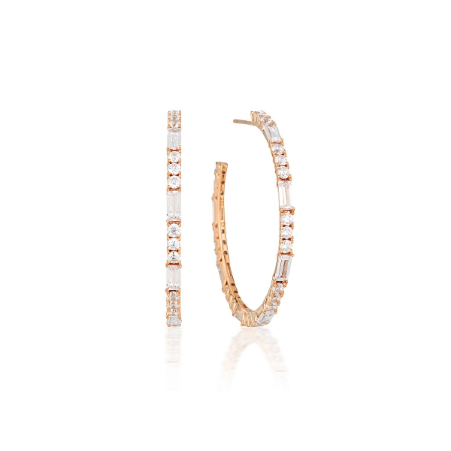 Georgini - Irina Large Rose Gold Plated Sterling Silver Cubic Zirconia Huggie Earrings