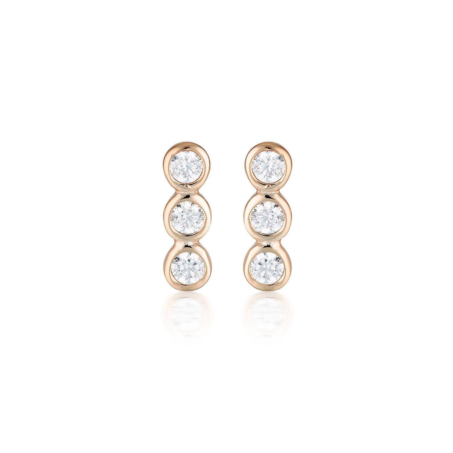 Georgini - Trio Rose Gold Cubic Zirconia Stud Earrings