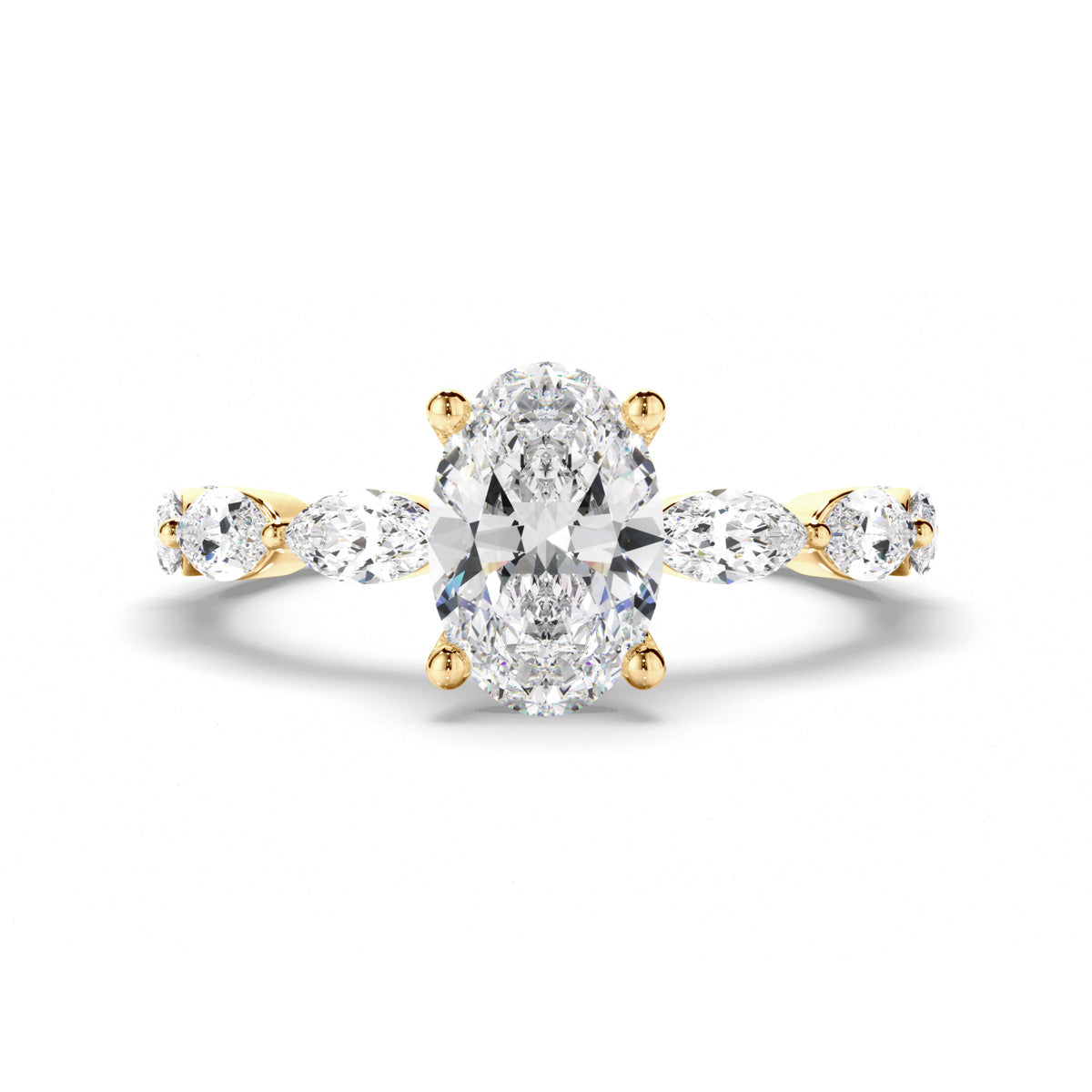 Oval Cut Diamond Engagement Ring with Marquise Sides