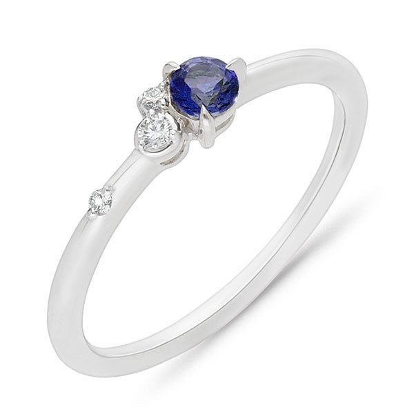 9ct White Gold Ceylon Sapphire and Diamond ring