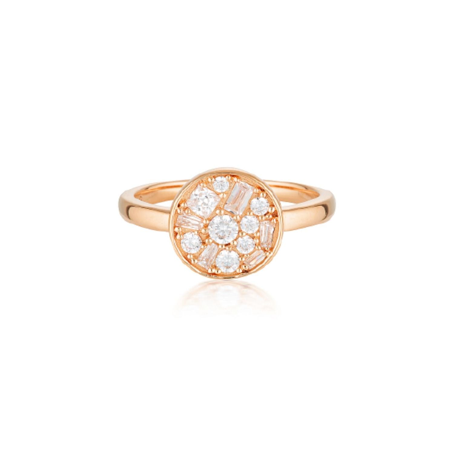 Georgini - Mosaic Disc Rose Gold Cubic Zirconia Ring