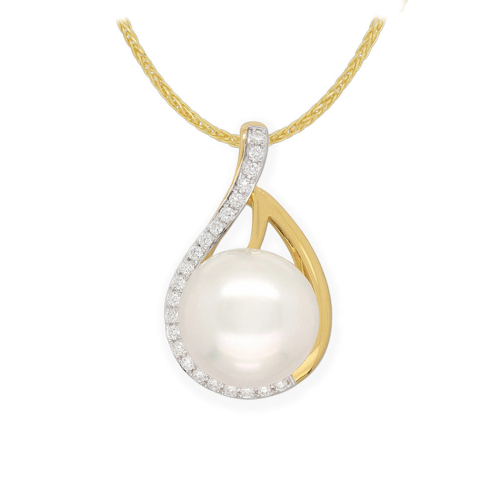 18ct Yellow and White Gold South Sea Pearl and Diamond pendant