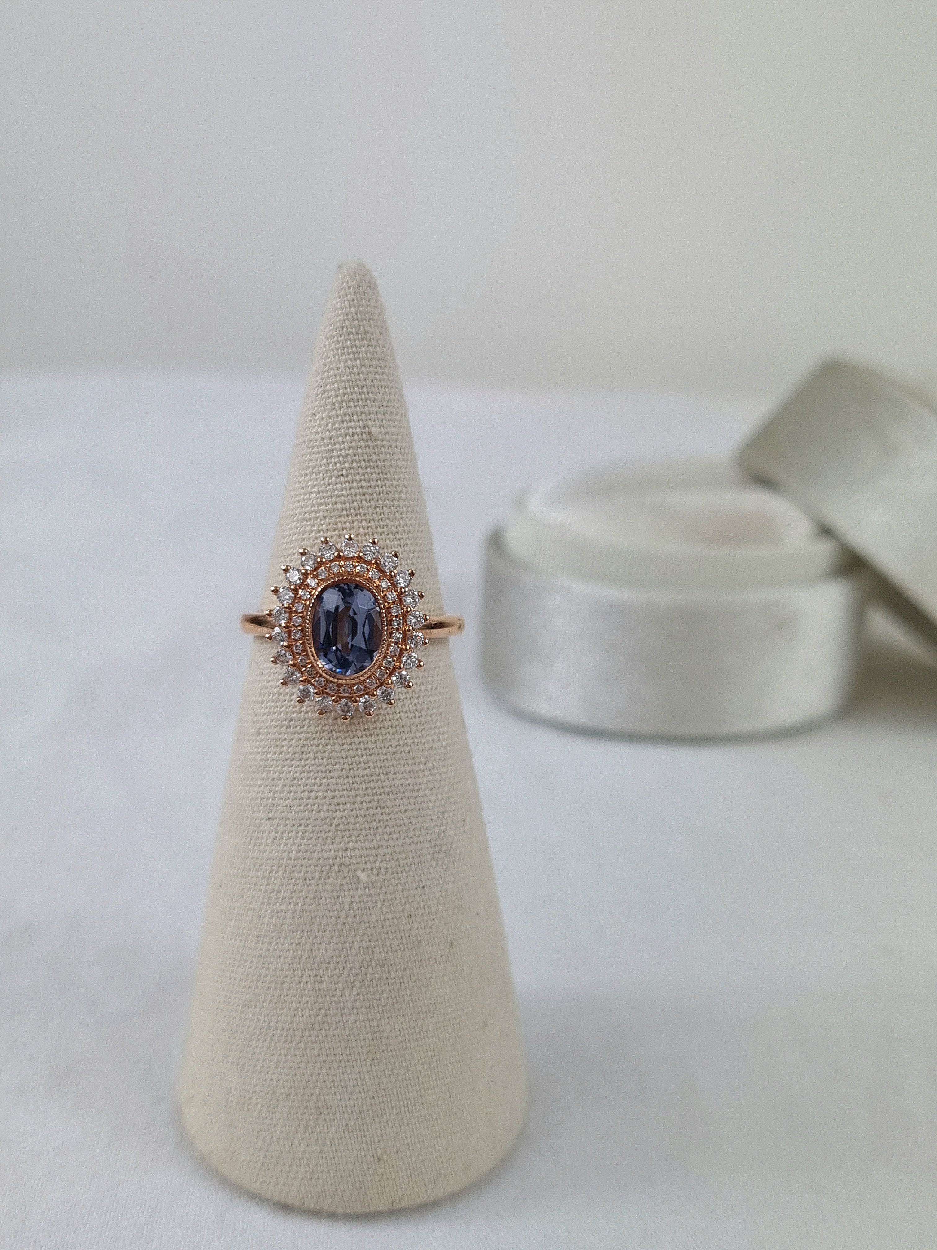 9ct Rose Gold Double-Halo Ring with Myanmar Spinel