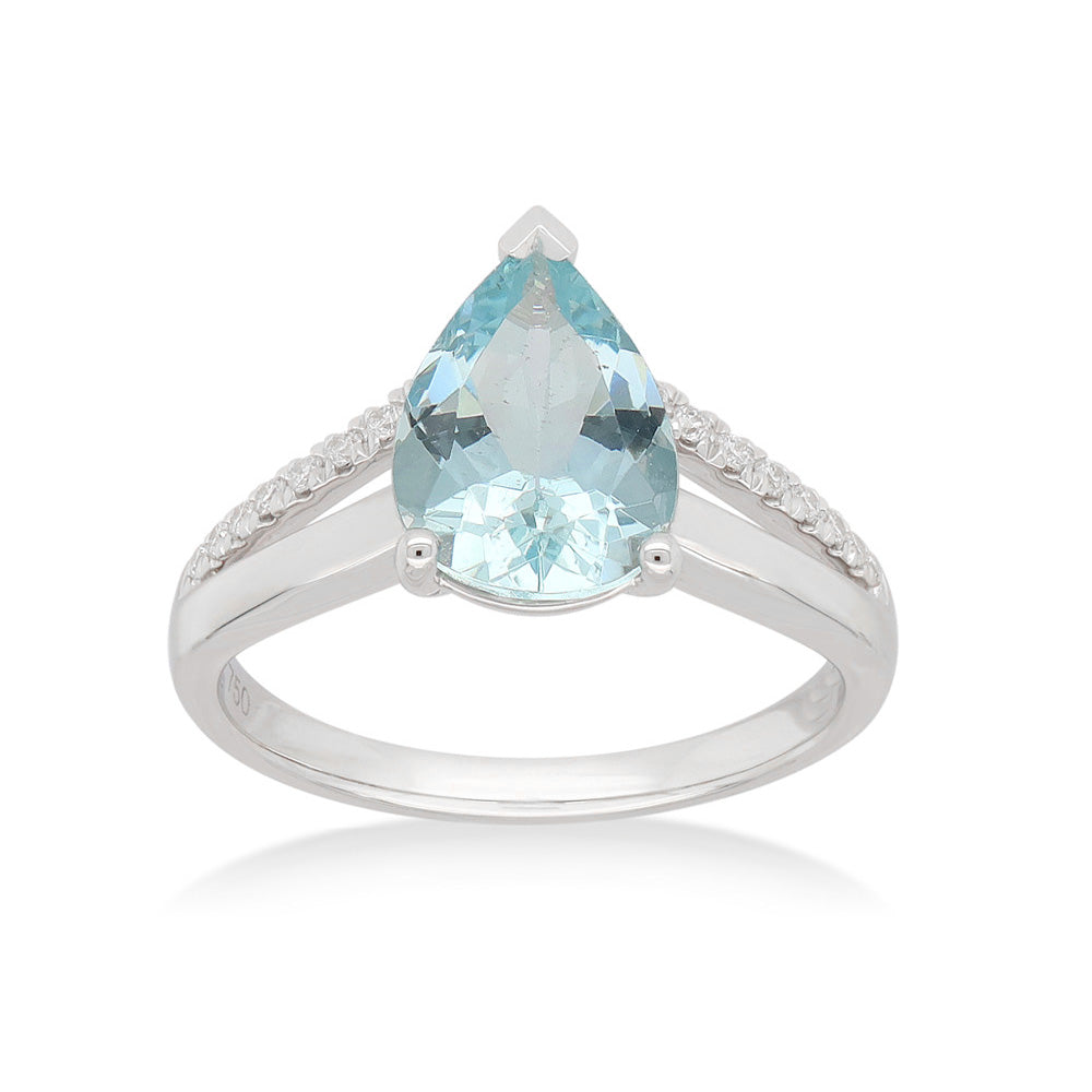 18ct White Gold Aquamarine and Diamond dress ring